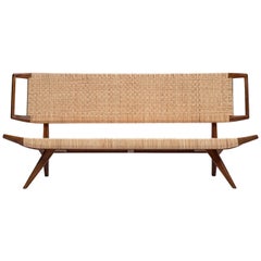 Paul Laszlo Bench in Mahogany and Cane