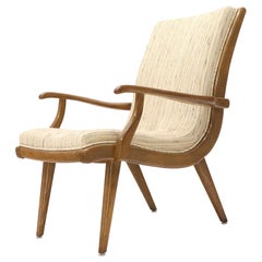 Paul Laszlo Cerused Oak Lounge Chair New Raw Wool Upholstery