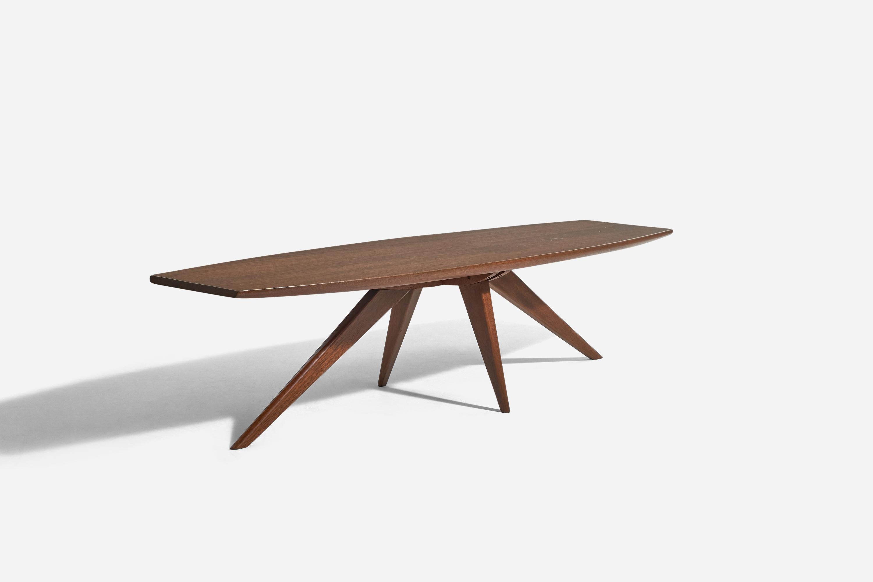 Mid-Century Modern Paul László, Coffee Table, Walnut, Brown Saltman, United States, 1950s For Sale