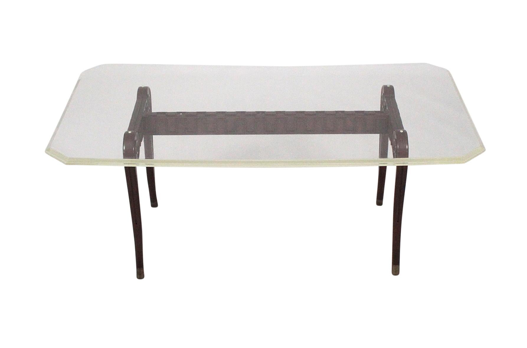 Mid-Century Modern Paul Laszlo Custom Dining Table with Lucite Top For Sale