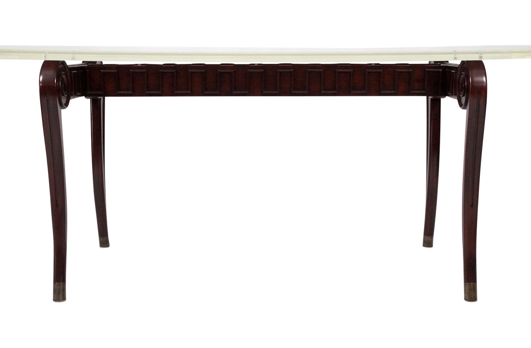 Paul Laszlo Custom Dining Table with Lucite Top For Sale 1