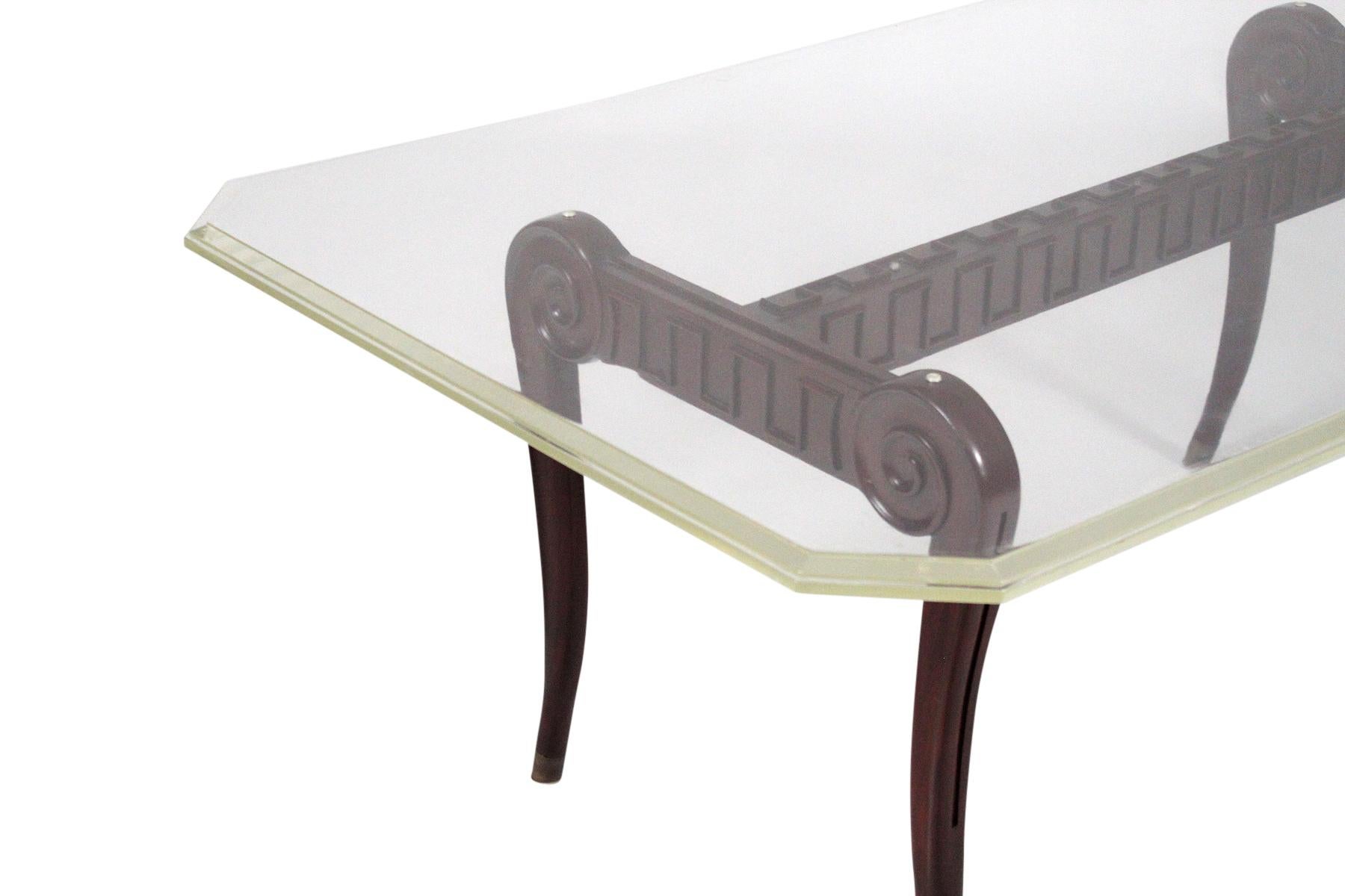 Paul Laszlo Custom Dining Table with Lucite Top For Sale 2