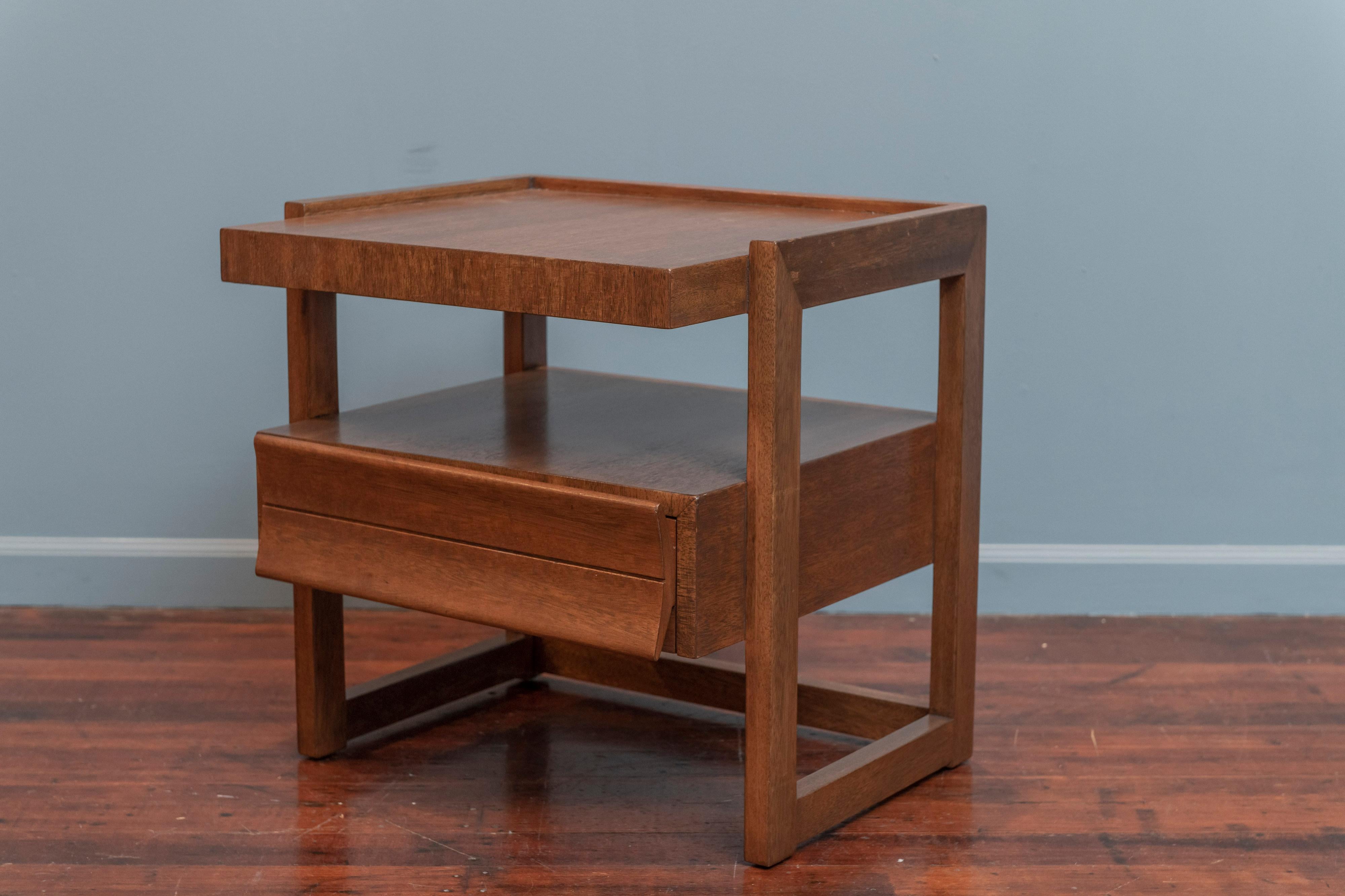 Paul Laszlo design end table for Brown Saltman, Los Angeles. Architectural design by one of America's best midcentury interior designer's, newly refinished and ready to install.