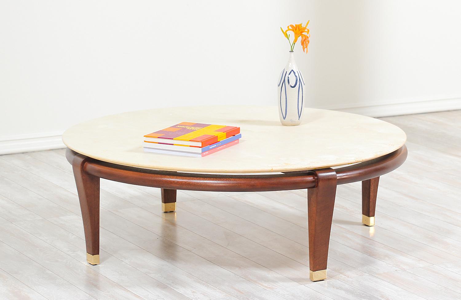 Polished Paul Laszlo Floating Marble Top Coffee Table for Brown Saltman