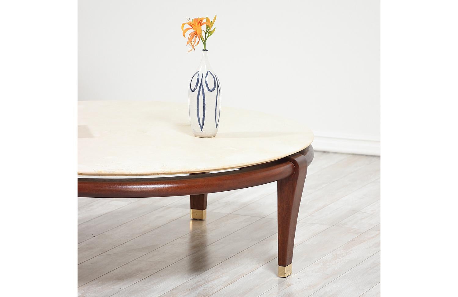 Mid-20th Century Paul Laszlo Floating Marble Top Coffee Table for Brown Saltman