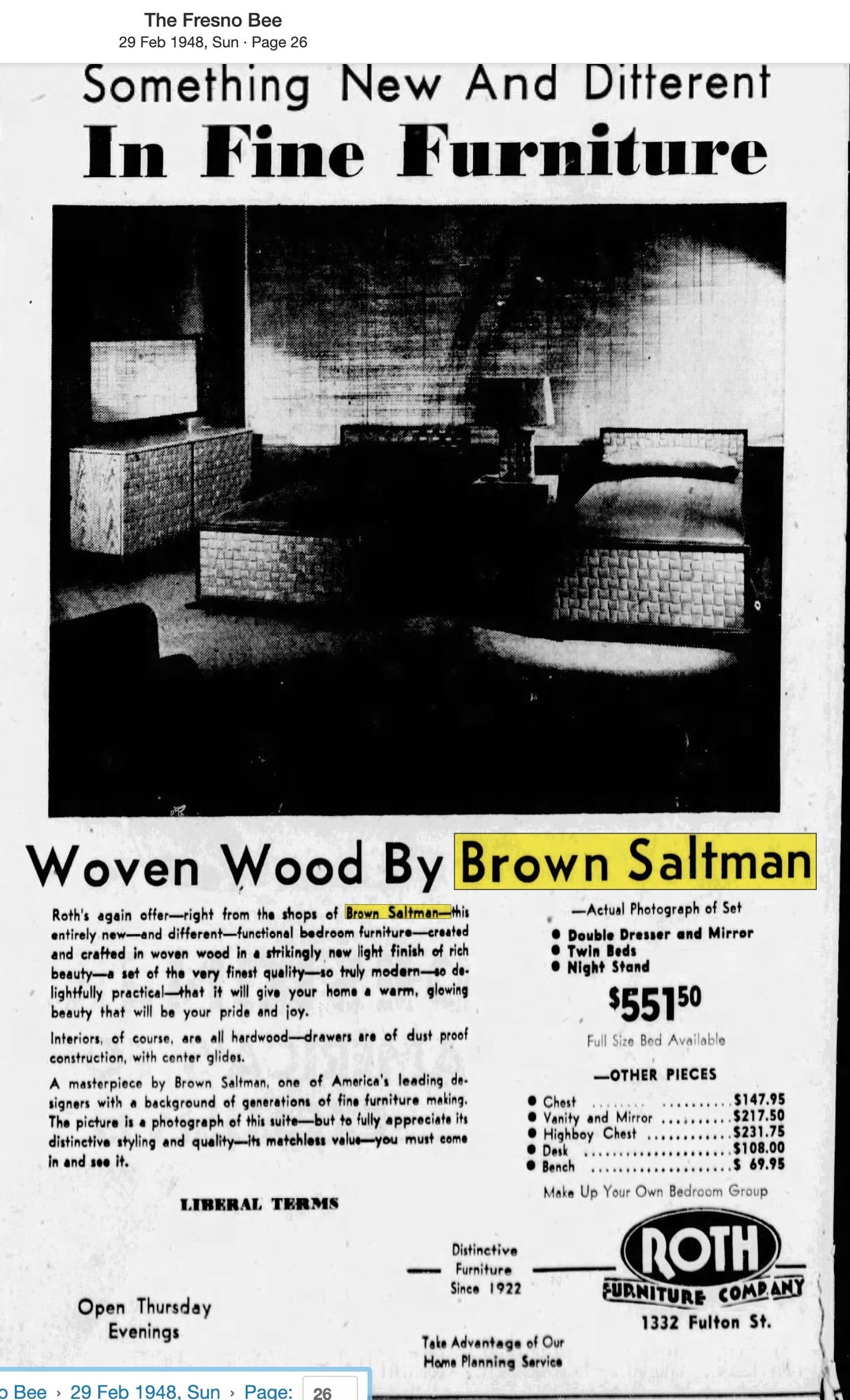 Paul Laszlo for Brown Saltman Basket Weave Front Double Door Cabinet For Sale 5