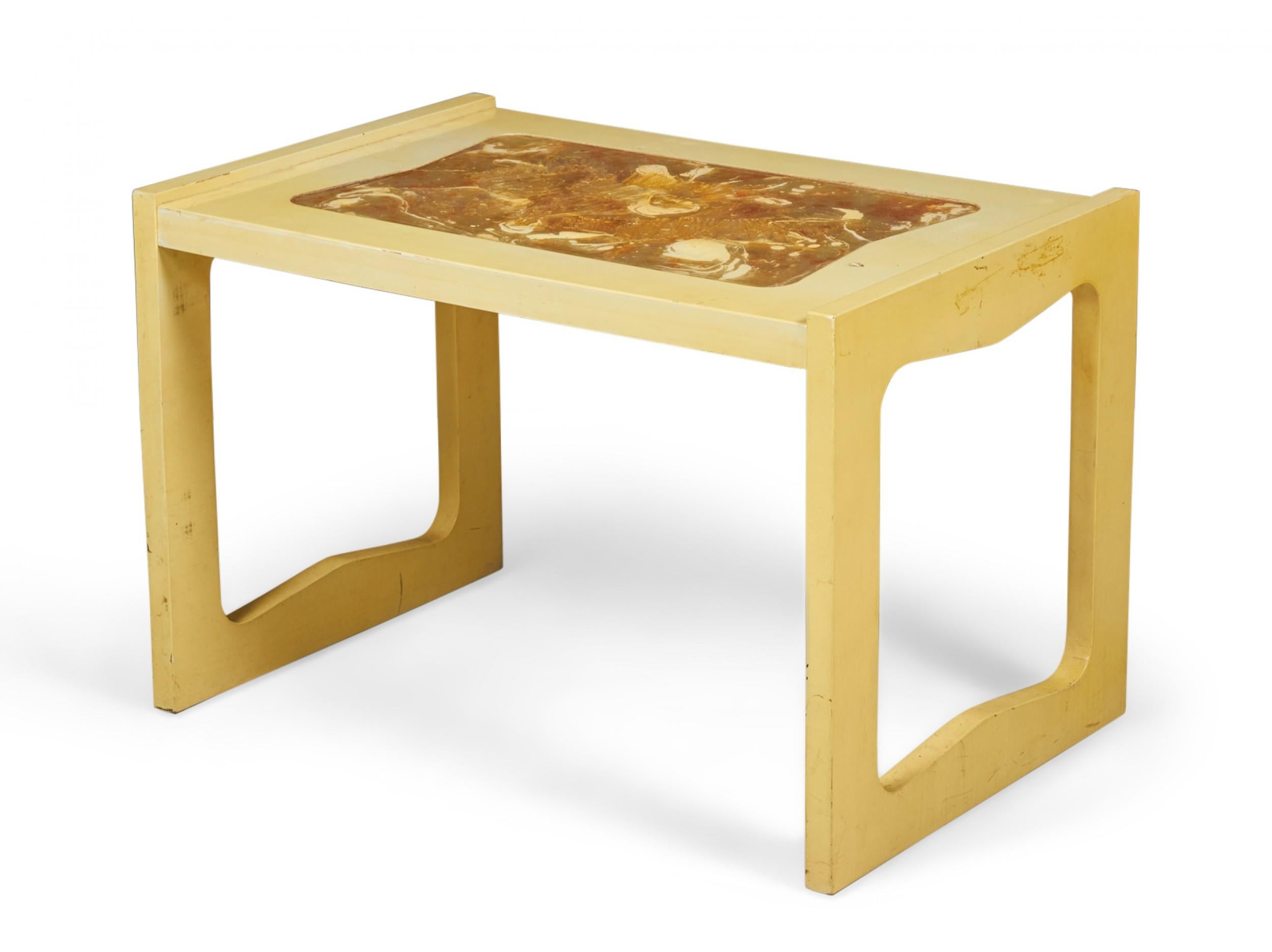 Paul Laszlo for Brown Saltman Beige Finished Resin Top End / Side Table In Good Condition For Sale In New York, NY