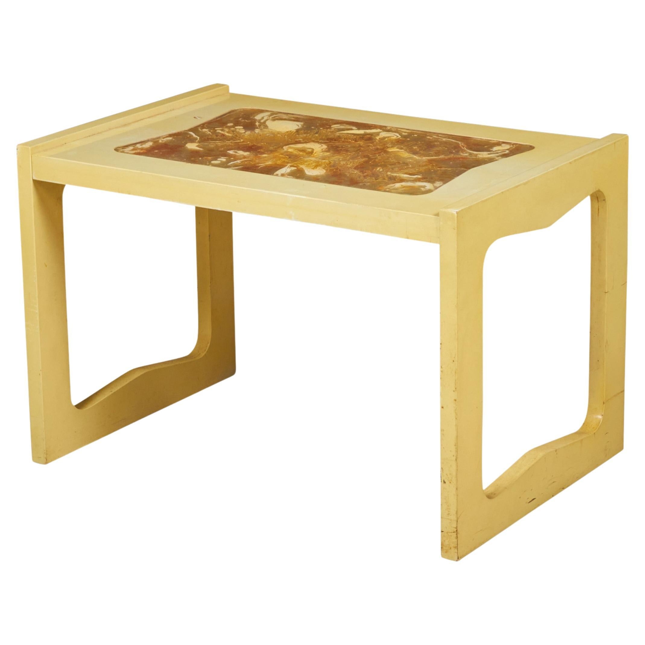 Paul Laszlo for Brown Saltman Beige Finished Resin Top End / Side Table For Sale
