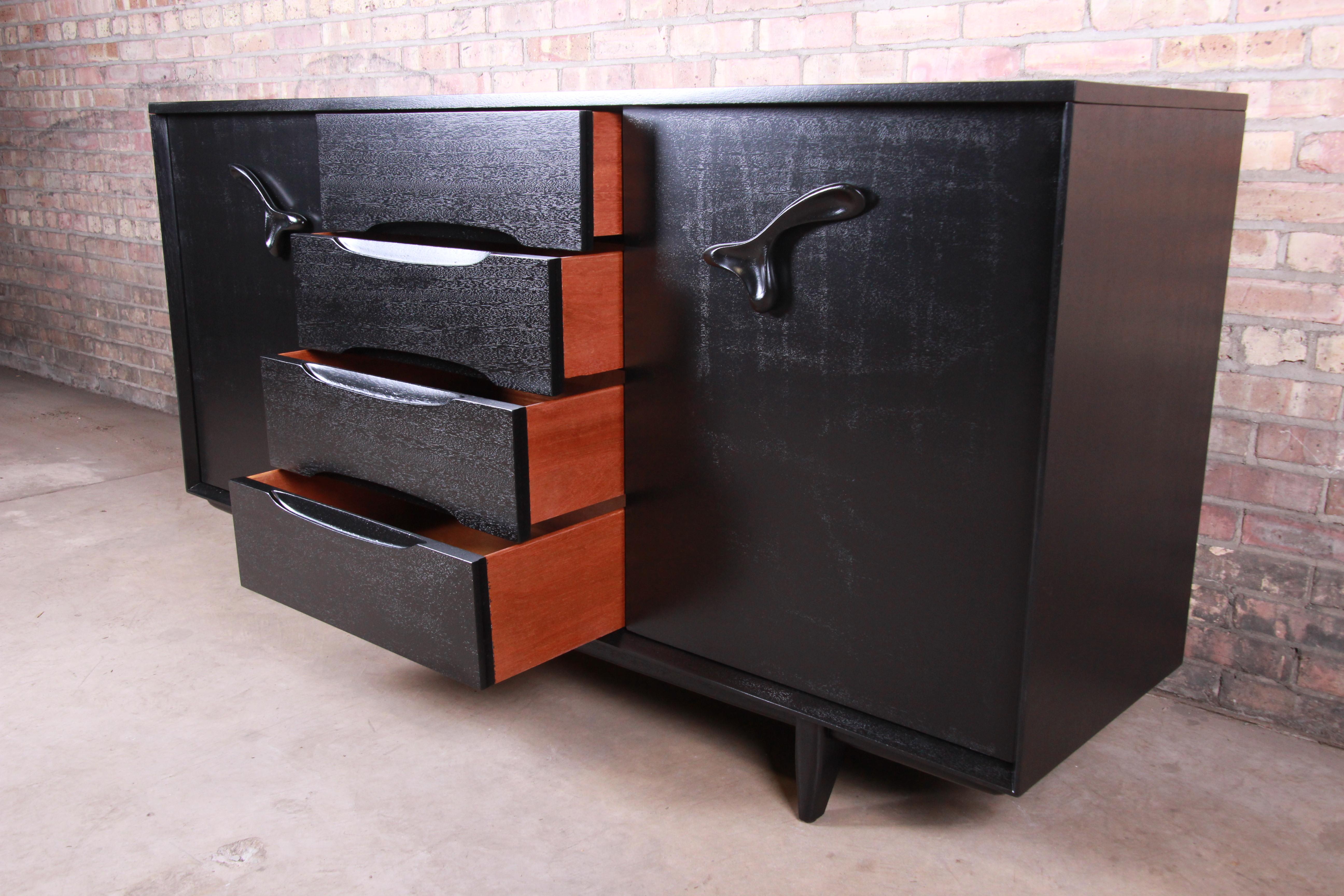 Paul Laszlo for Brown Saltman Ebonized Dresser or Credenza, Newly Refinished For Sale 3