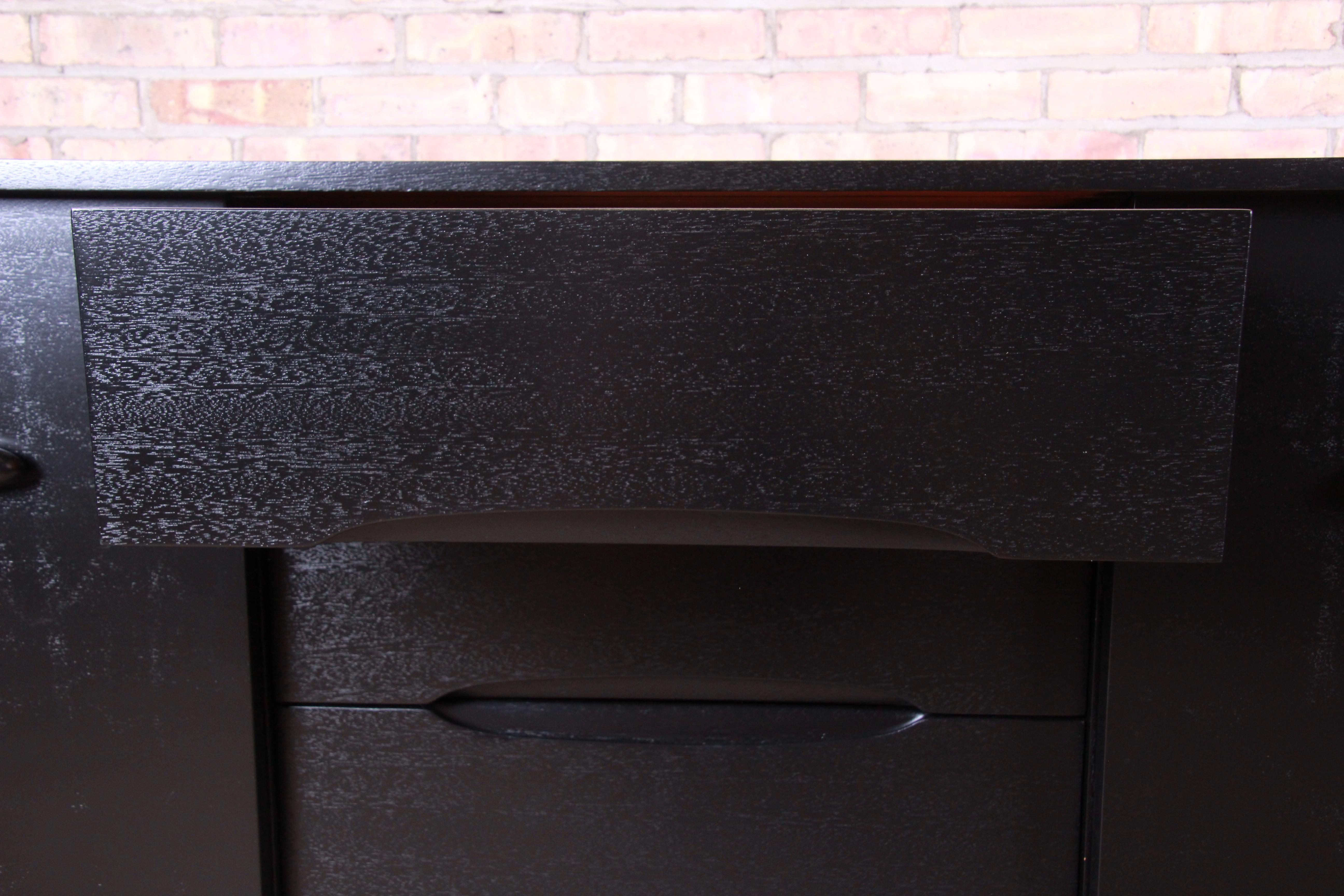 Paul Laszlo for Brown Saltman Ebonized Dresser or Credenza, Newly Refinished For Sale 4
