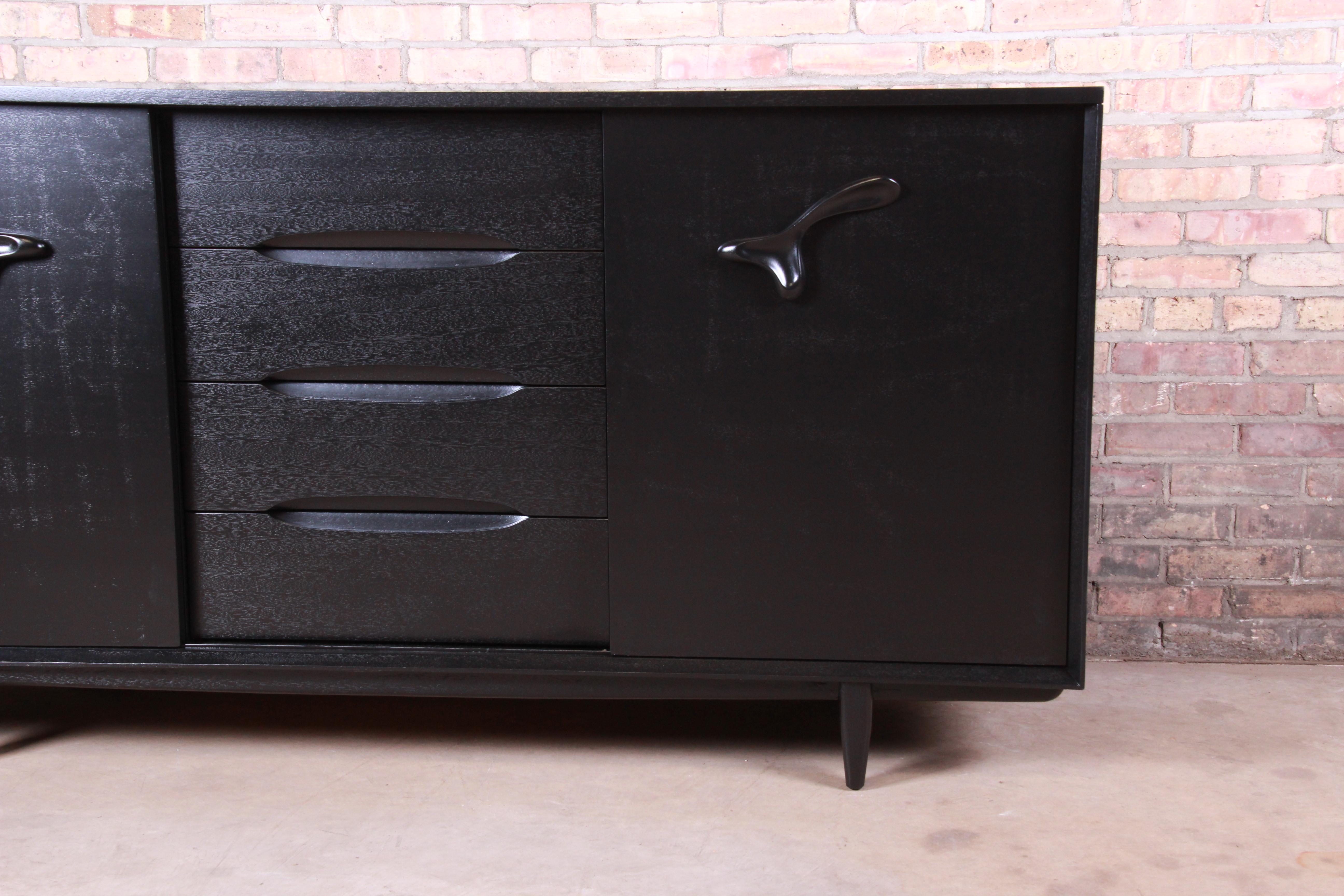 Mid-20th Century Paul Laszlo for Brown Saltman Ebonized Dresser or Credenza, Newly Refinished For Sale