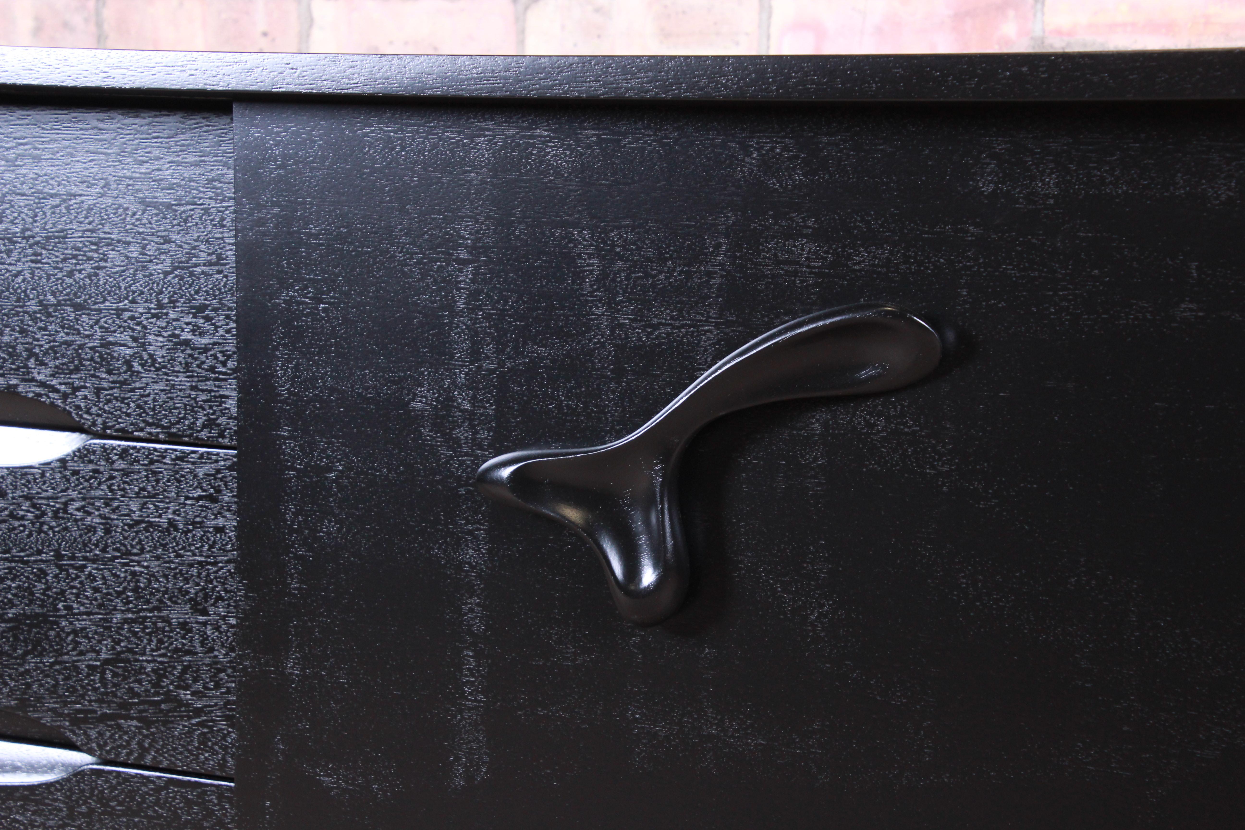 Mahogany Paul Laszlo for Brown Saltman Ebonized Dresser or Credenza, Newly Refinished For Sale