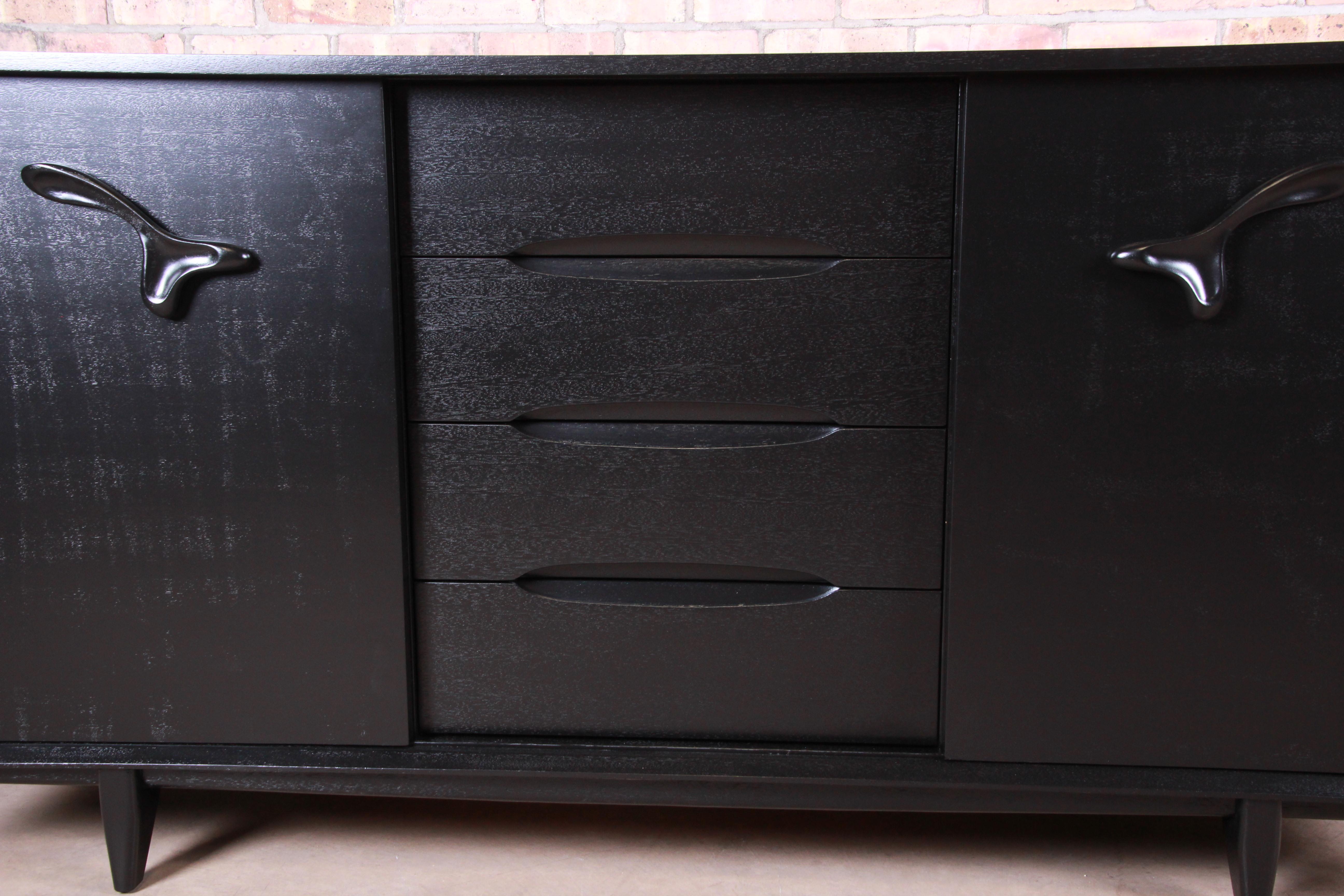 Paul Laszlo for Brown Saltman Ebonized Dresser or Credenza, Newly Refinished For Sale 1