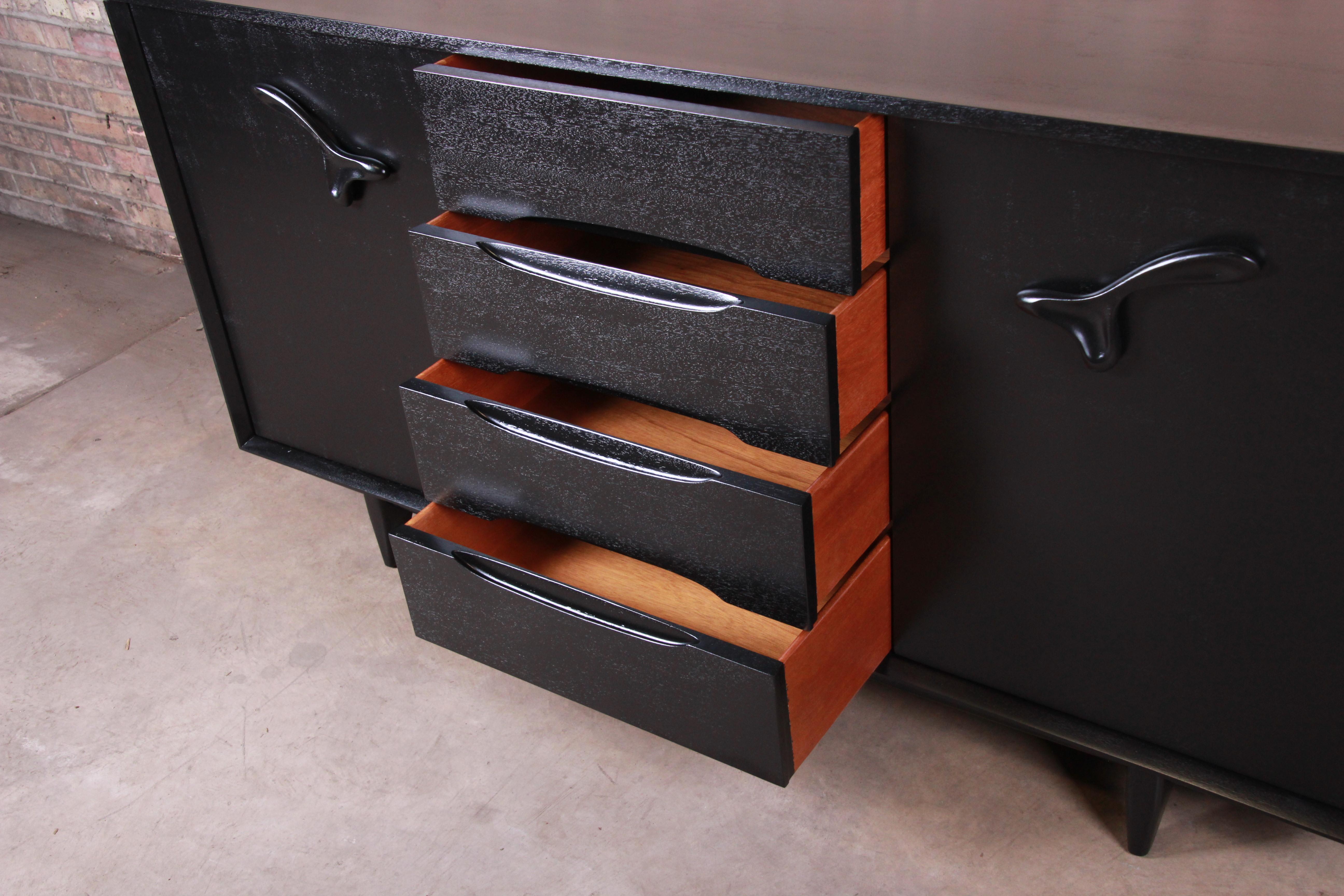 Paul Laszlo for Brown Saltman Ebonized Dresser or Credenza, Newly Refinished For Sale 2