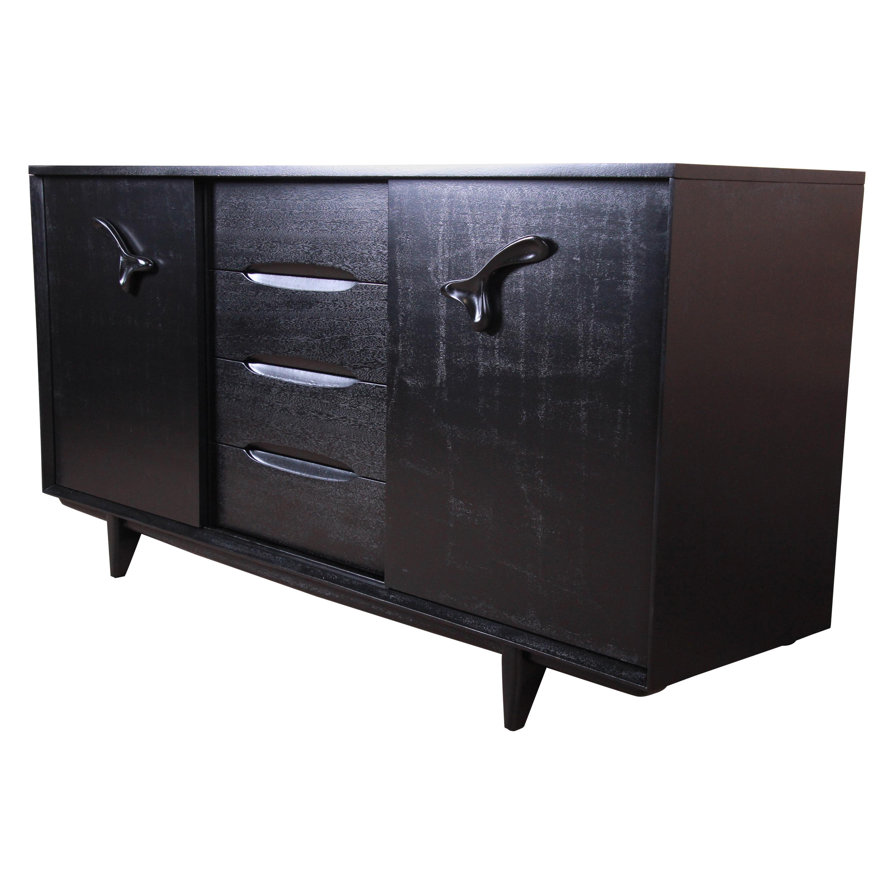 Paul Laszlo for Brown Saltman Ebonized Dresser or Credenza, Newly Refinished For Sale