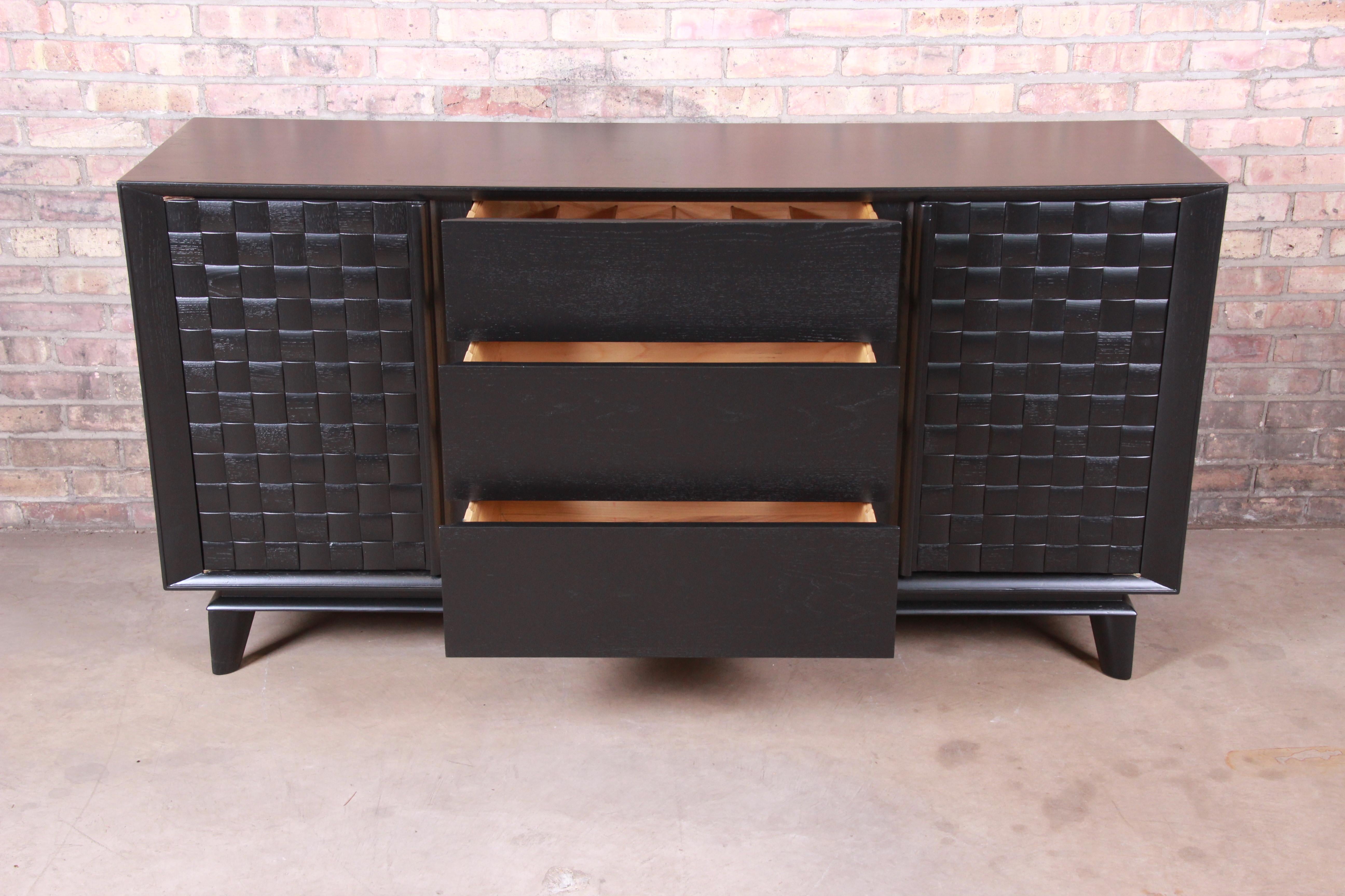 Mid-20th Century Paul Laszlo for Brown Saltman Ebonized Sideboard Credenza, Newly Refinished