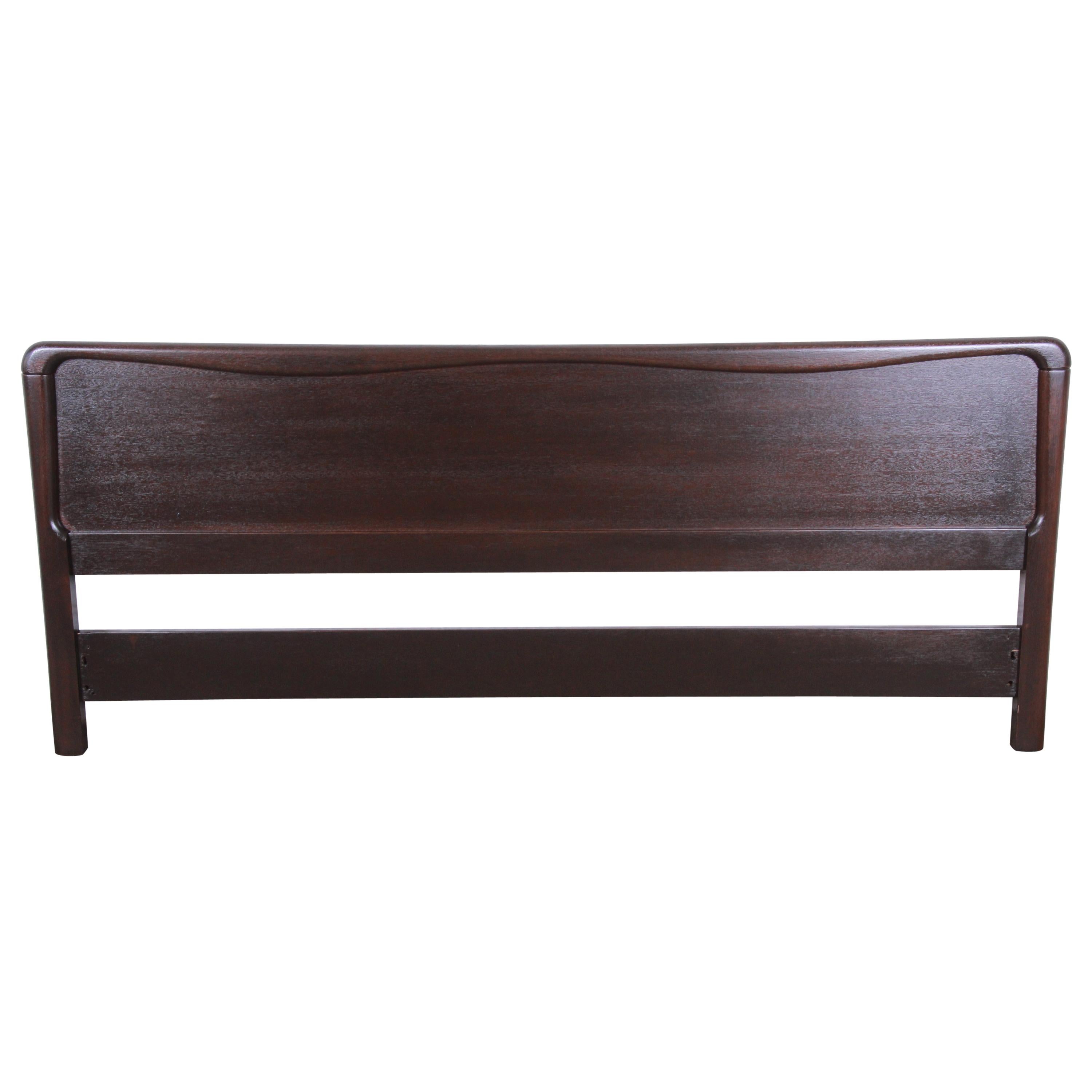 Paul Laszlo for Brown Saltman Mahogany King Size Headboard, Newly