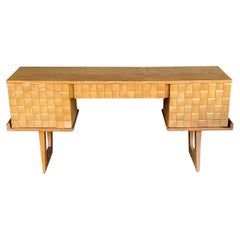 Paul László for Brown Saltman Mid Century Basket Weave Desk/Vanity