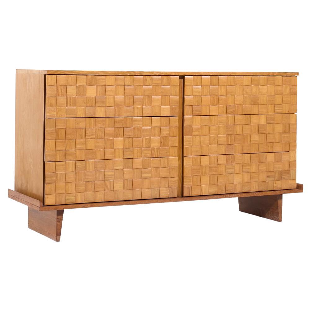 Paul Laszlo for Brown Saltman Mid Century Oak Basketweave Dresser