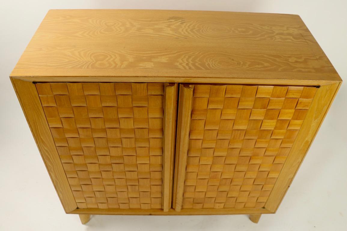 Mid-Century Modern Paul Laszlo for Brown Saltman Weave Pattern Cabinet