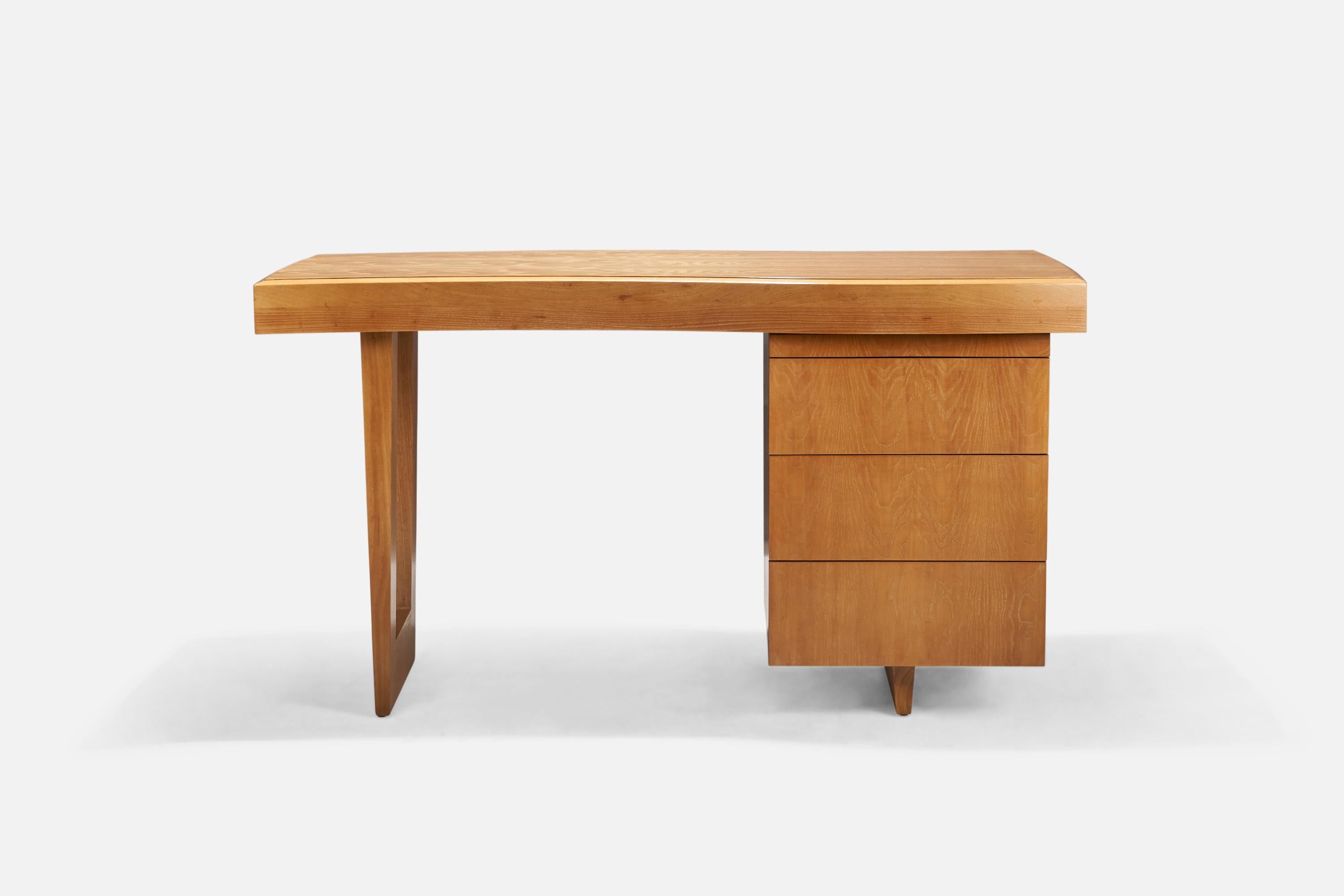 Mid-Century Modern Paul Laszlo, Freeform Desk, Oak, Brown Saltman, USA, 1940s For Sale