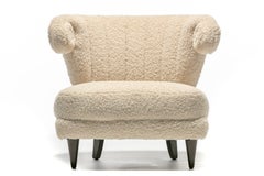 Paul Laszlo Hollywood Regency Slipper Chair in Bouclé bianco sporco, circa anni '40