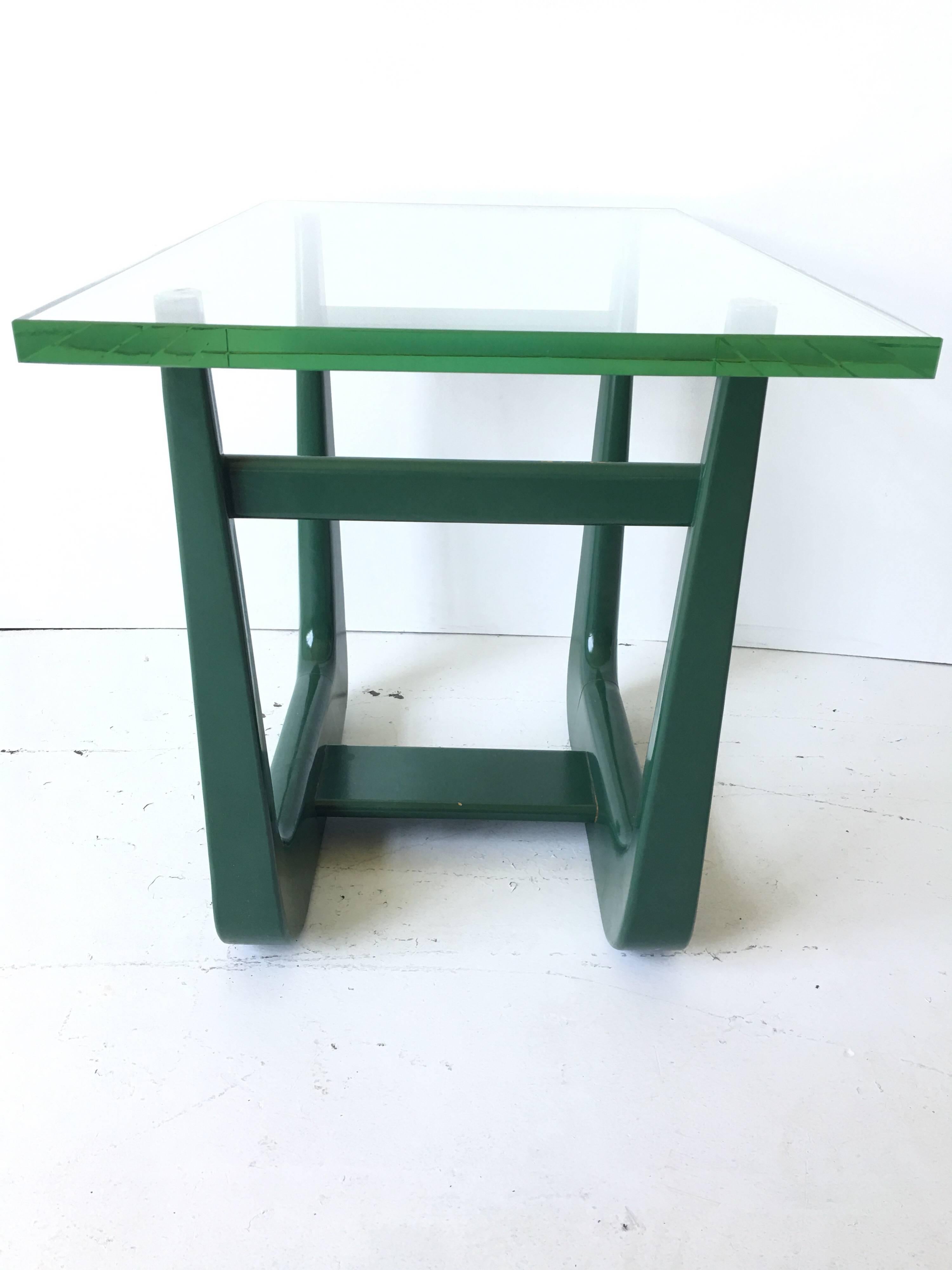 Paul Laszlo Interior Attributed Original Green Lacquer Side Table 2