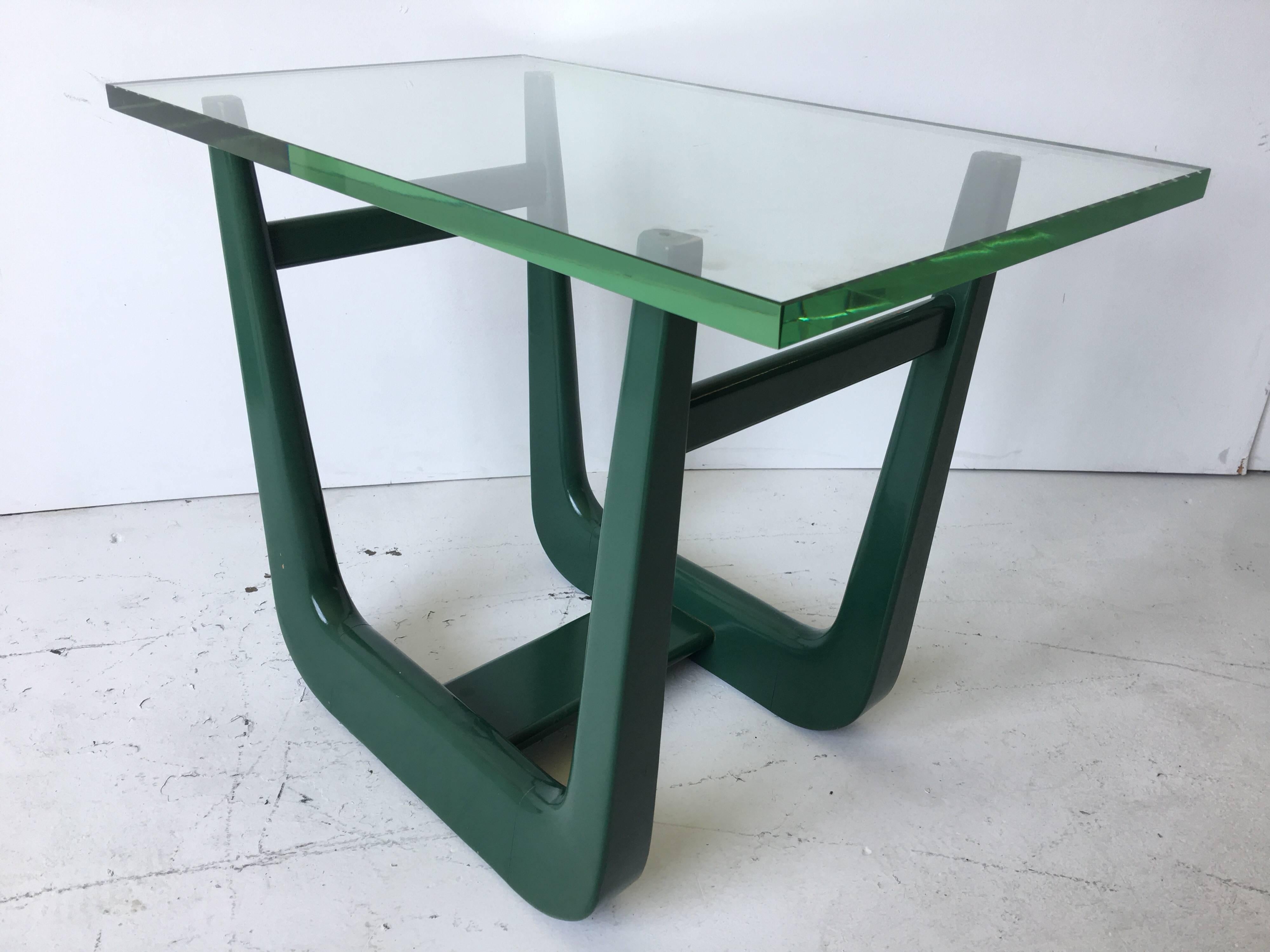 Paul Laszlo Interior Attributed Original Green Lacquer Side Table 1