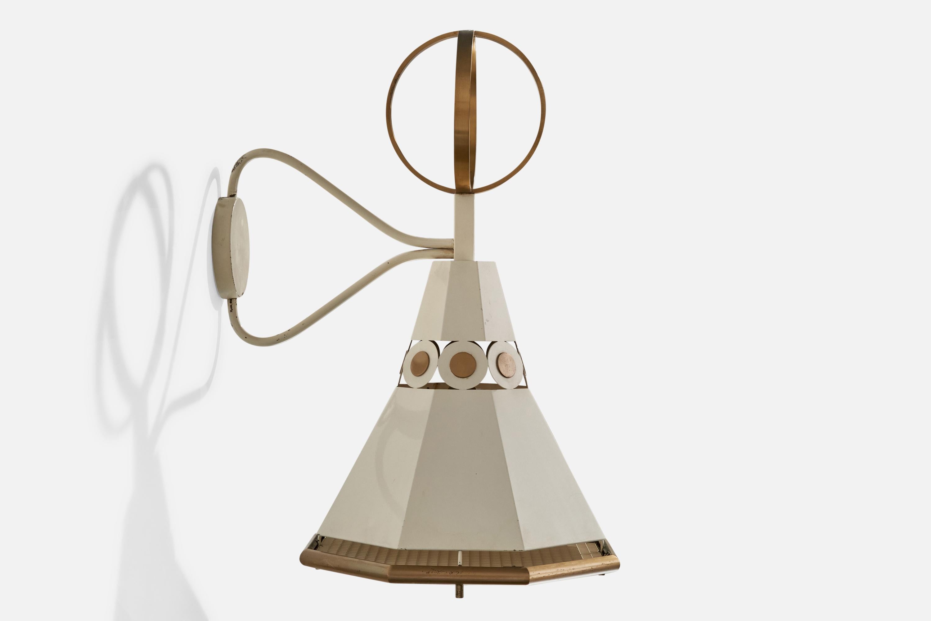 Mid-20th Century Paul Laszlo, Large Wall Lights, Brass, Metal, USA, 1950s For Sale