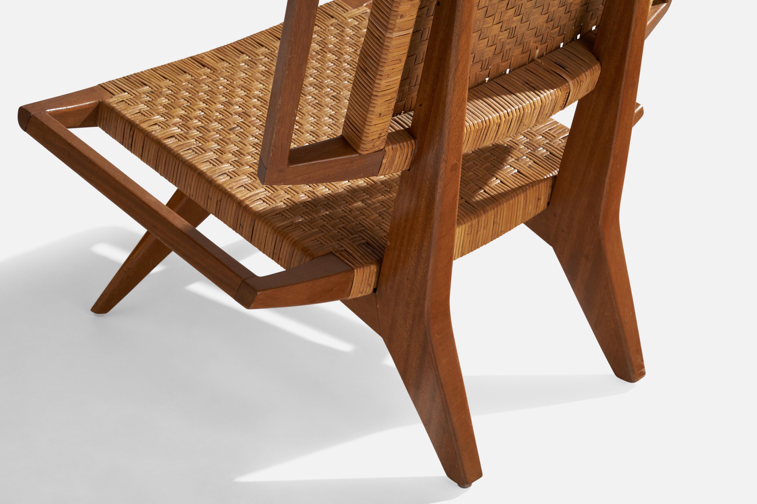 Paul László, Silla de salón, caoba, ratán, EE.UU., años 50 1