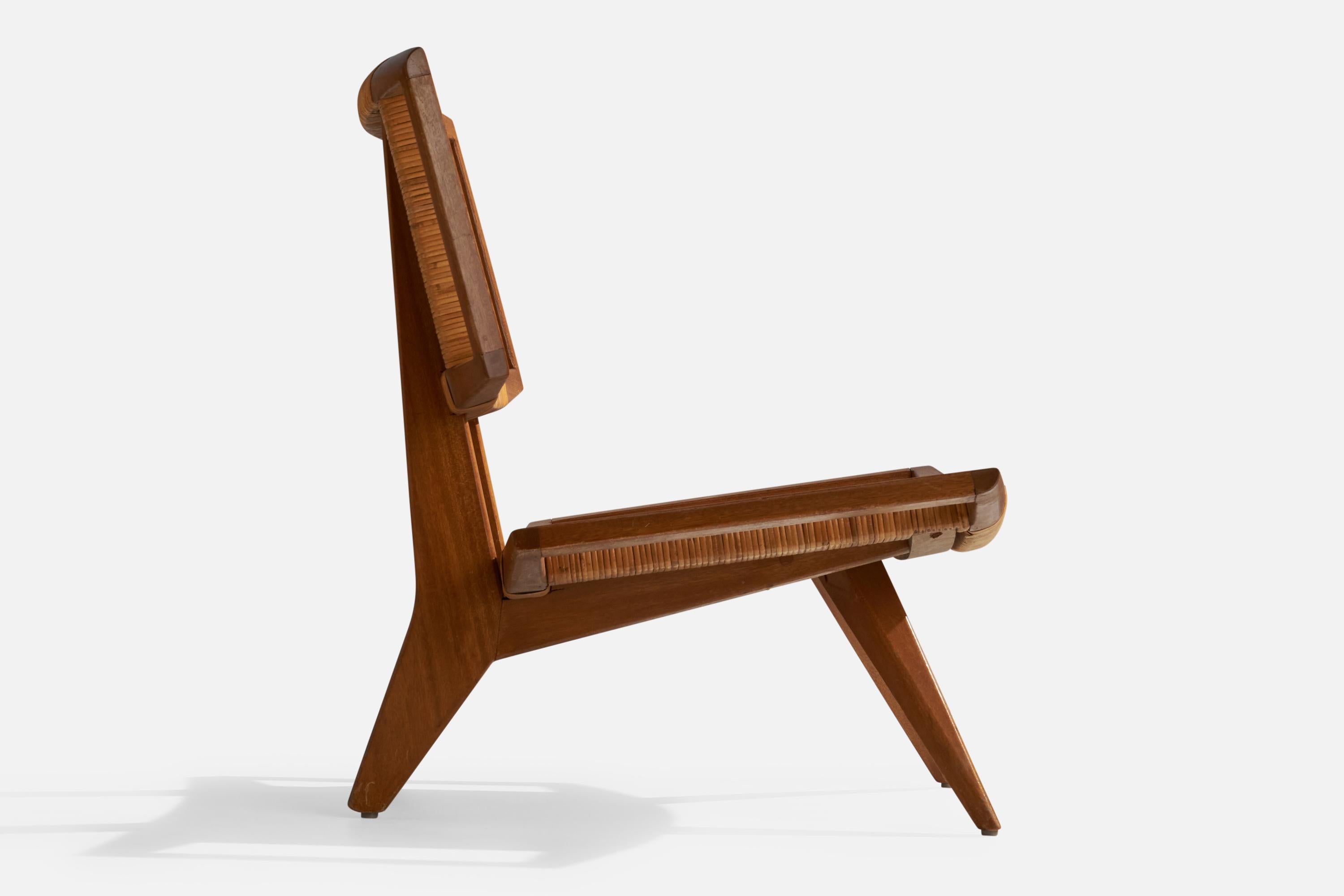 Paul László, Silla de salón, caoba, ratán, EE.UU., años 50 2
