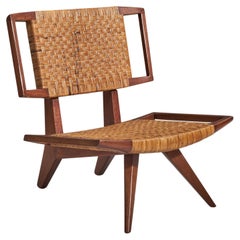 Paul László, Lounge Chair, Mahogany, Rattan, USA, 1950s