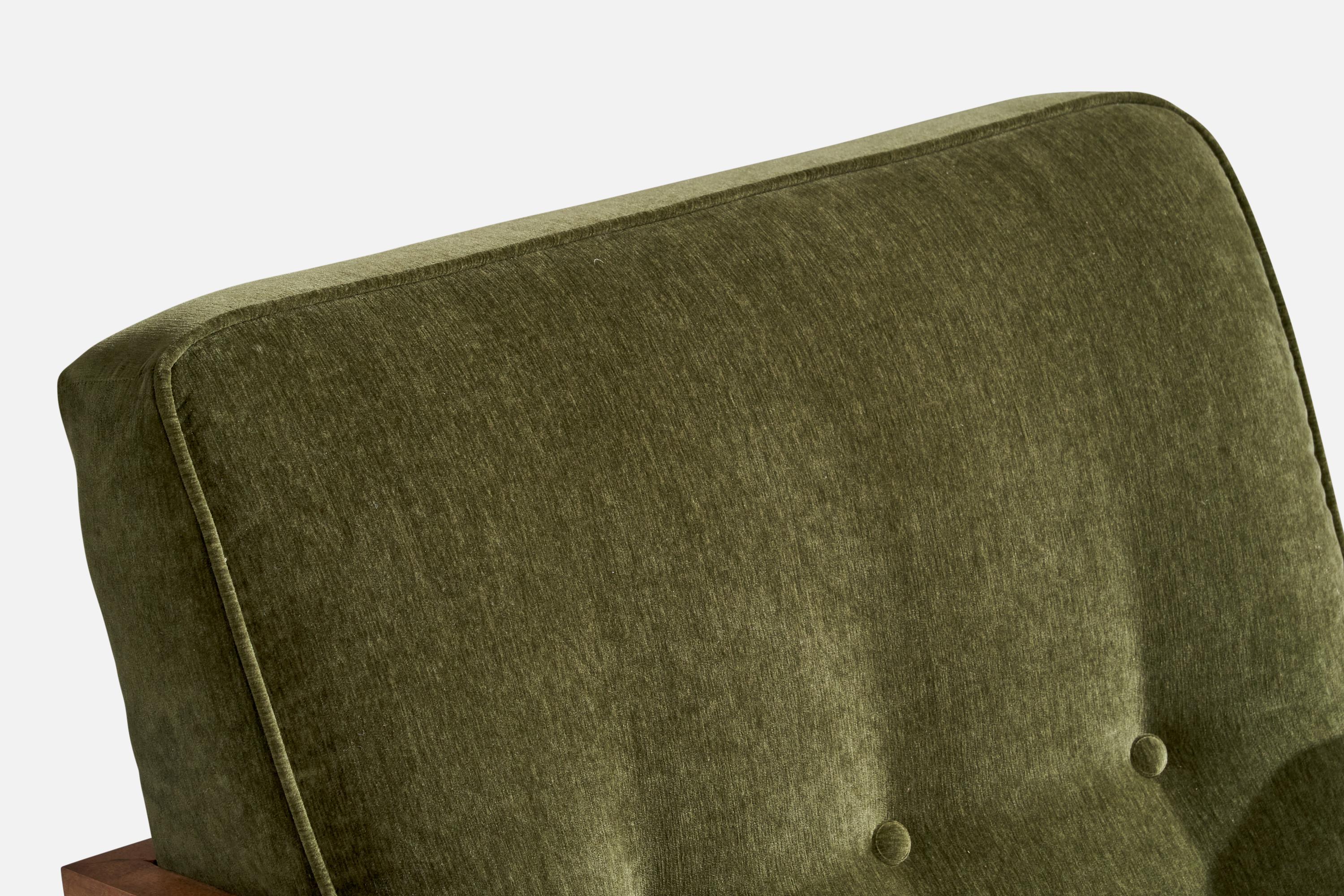 Paul Laszlo, Lounge Chair, Oak, Velvet, USA, 1950s For Sale 2