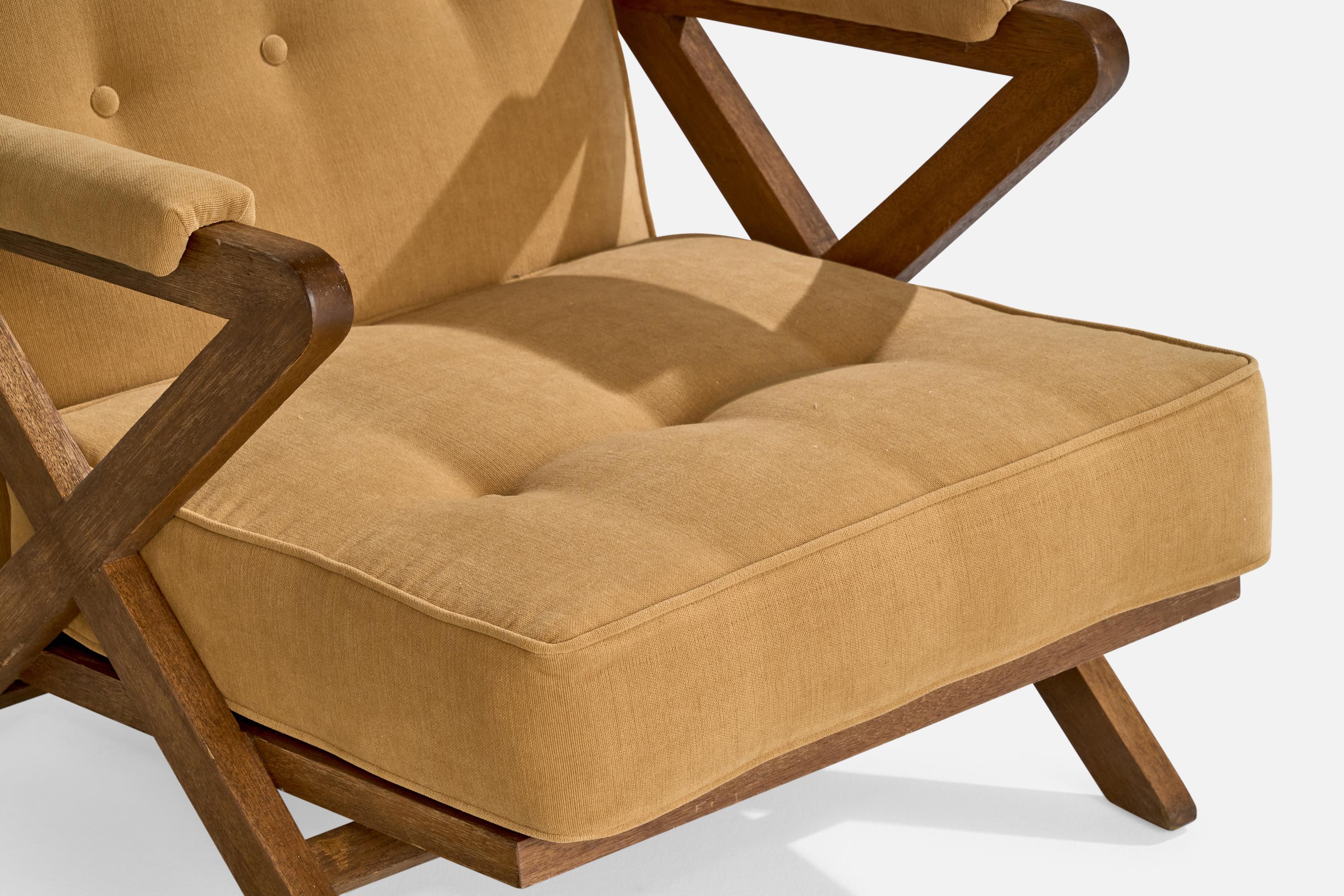 Paul Laszlo, Lounge Chair, Wood, Fabric, USA, 1950s For Sale 4