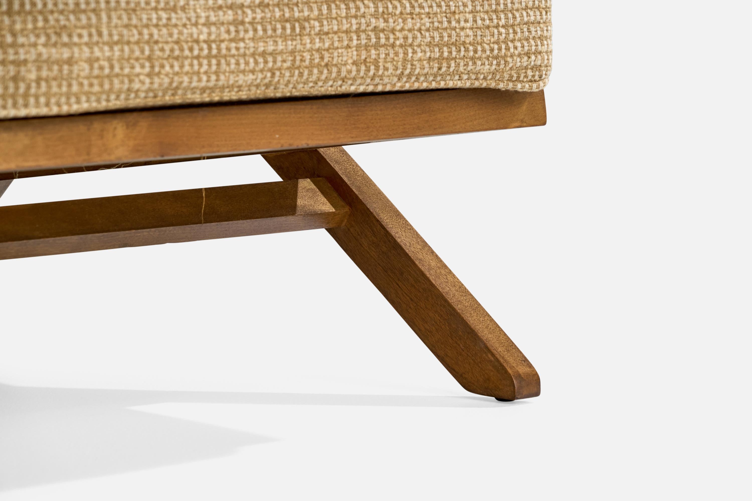 Paul Laszlo, Lounge Chair, Wood, Fabric, USA, 1950s For Sale 6