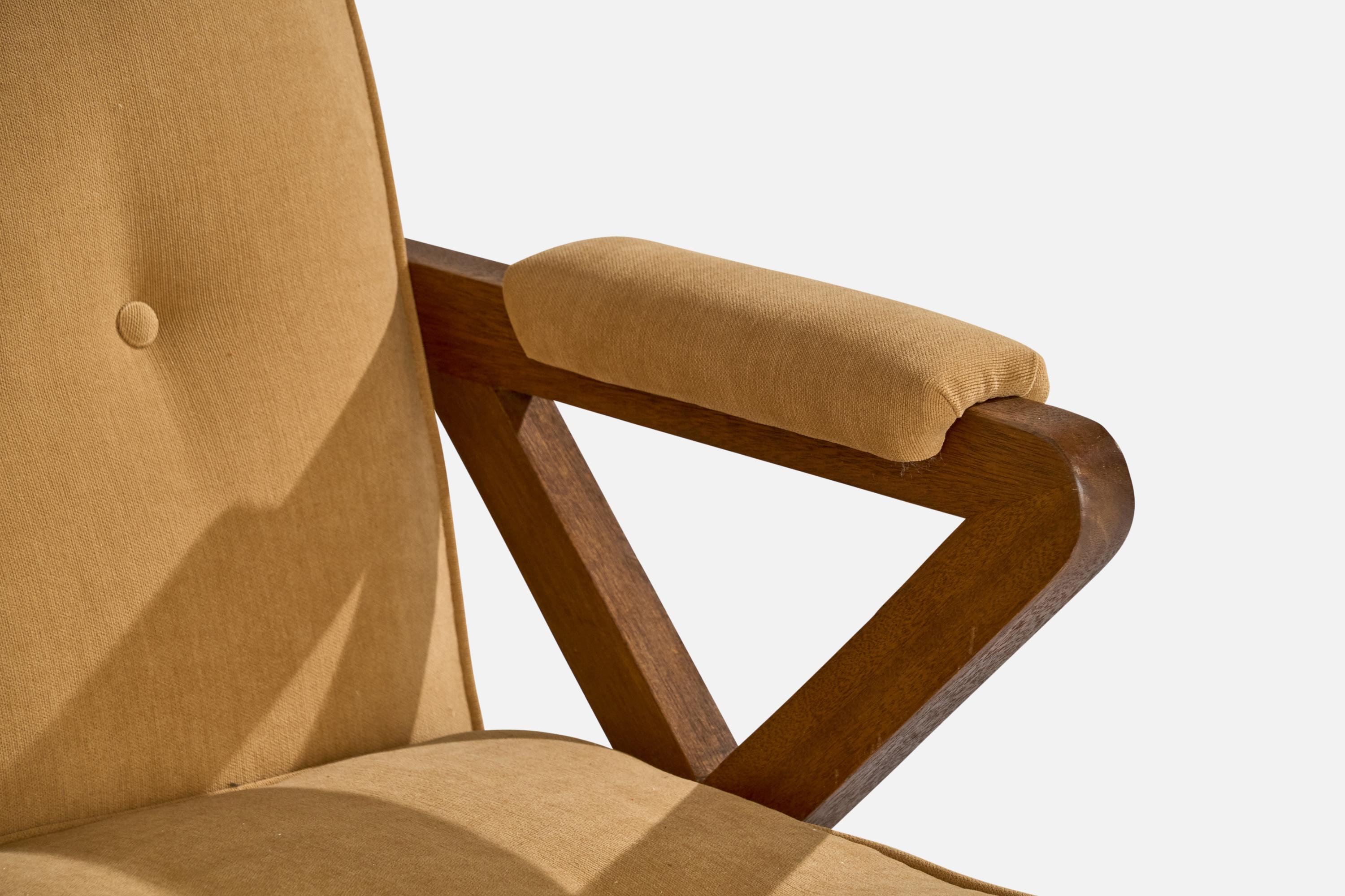 Paul Laszlo, Lounge Chair, Wood, Fabric, USA, 1950s For Sale 6