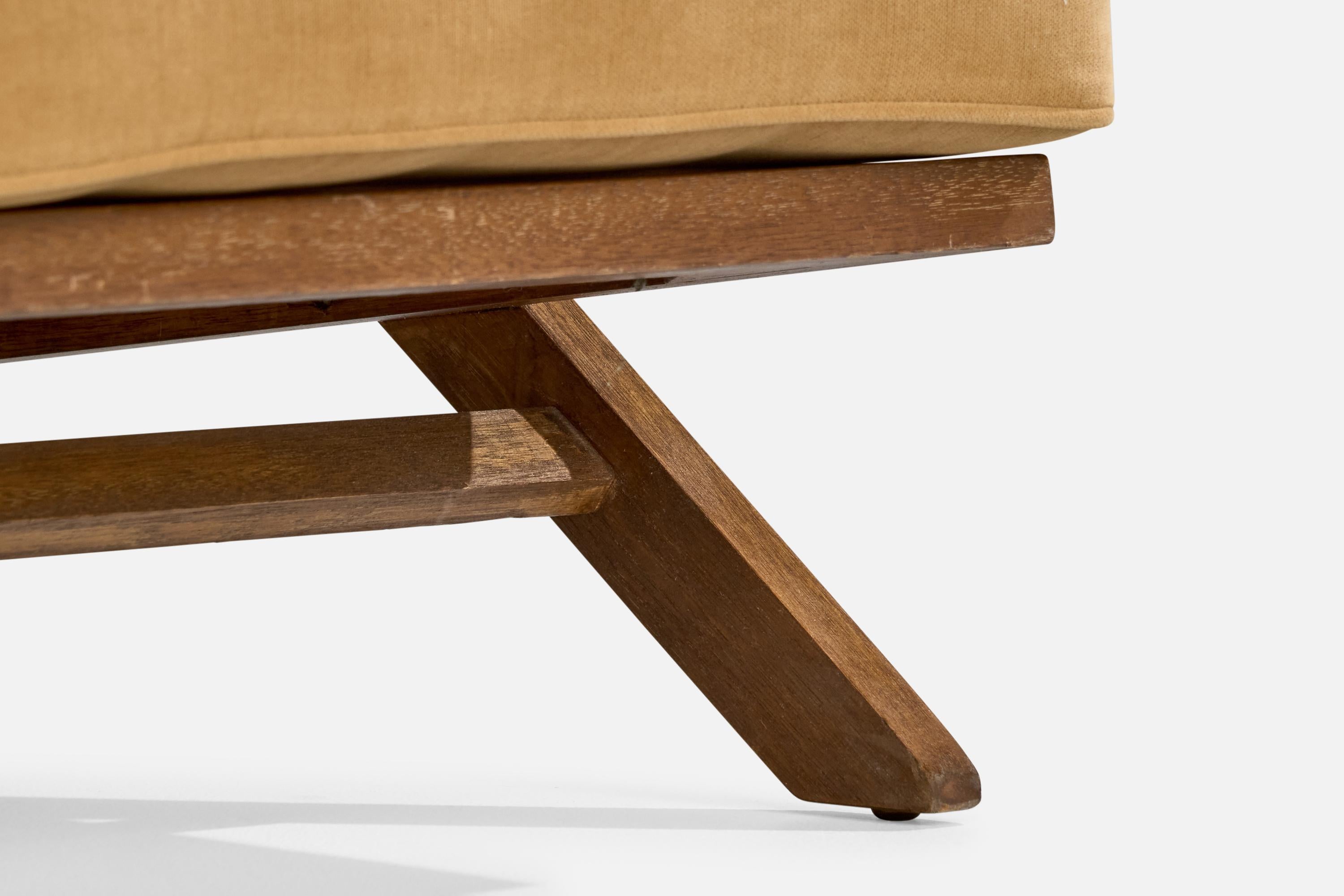 Paul Laszlo, Lounge Chair, Wood, Fabric, USA, 1950s For Sale 7