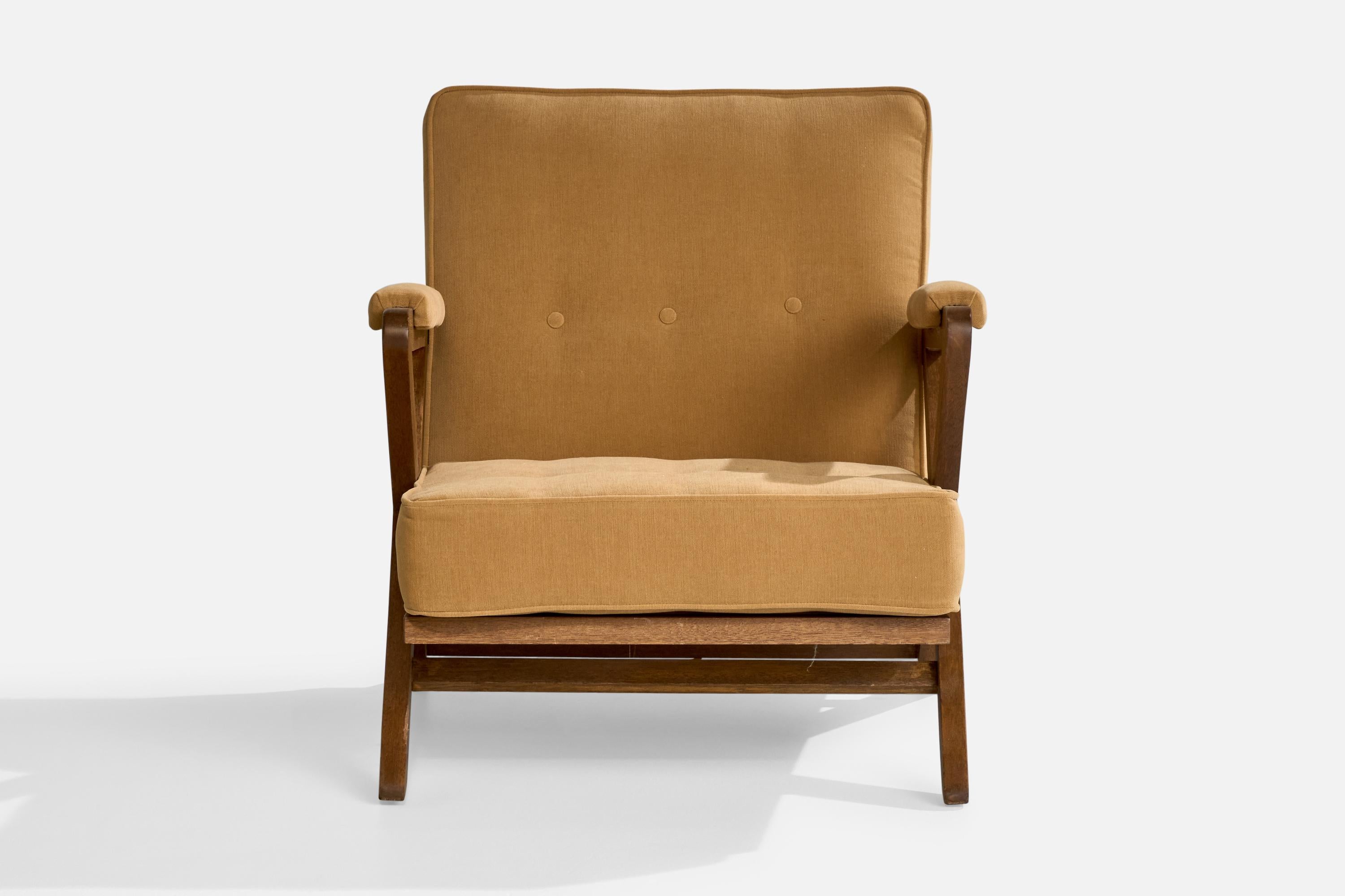 Mid-Century Modern Paul Laszlo, Lounge Chair, Wood, Fabric, USA, 1950s For Sale