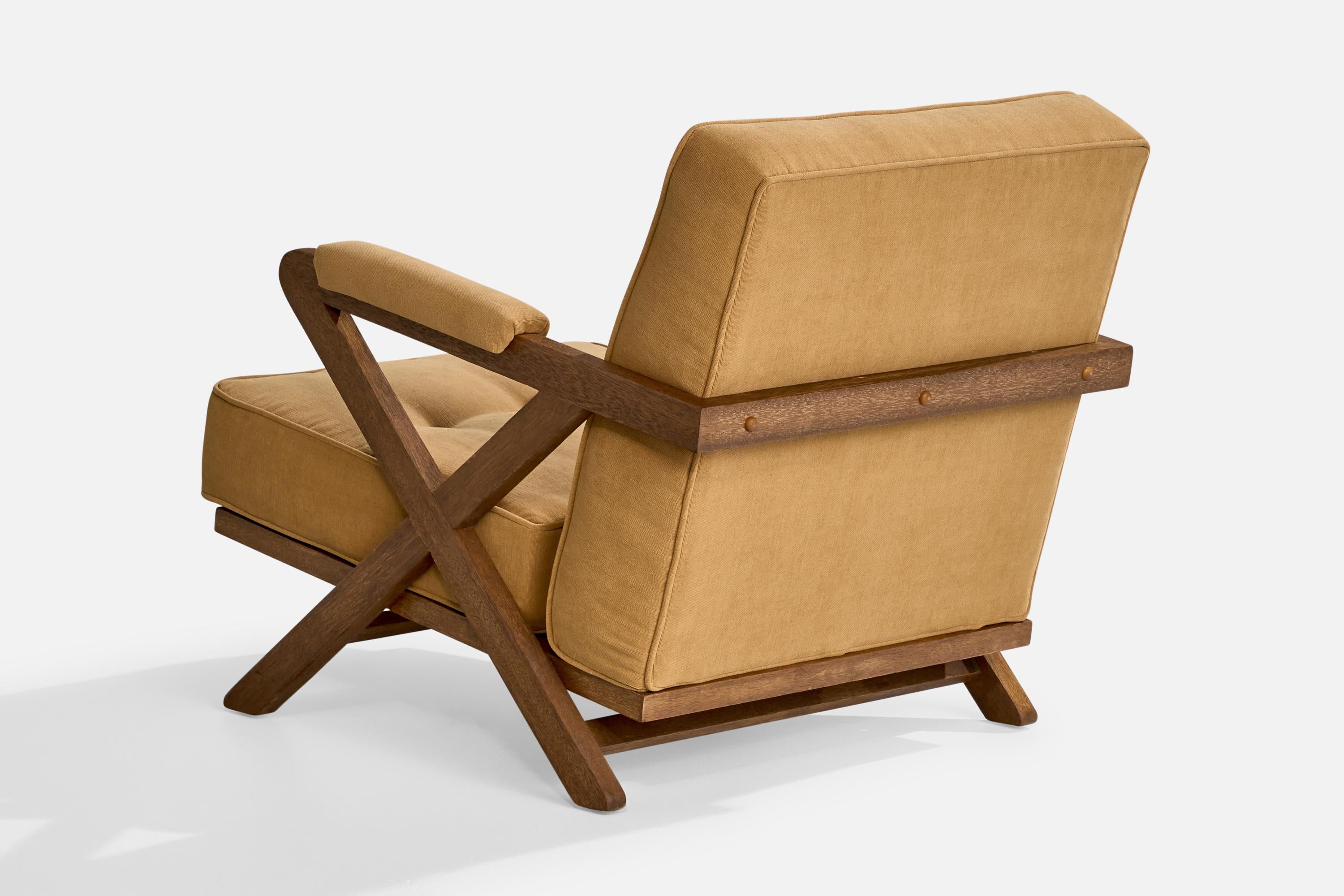 Paul Laszlo, Lounge Chair, Wood, Fabric, USA, 1950s In Good Condition For Sale In High Point, NC