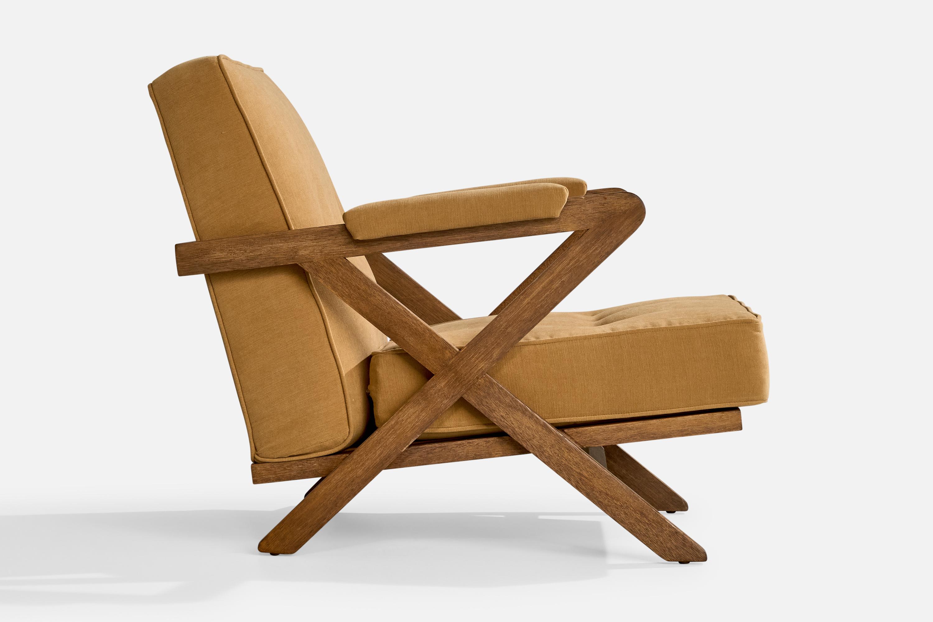 Mid-20th Century Paul Laszlo, Lounge Chair, Wood, Fabric, USA, 1950s For Sale