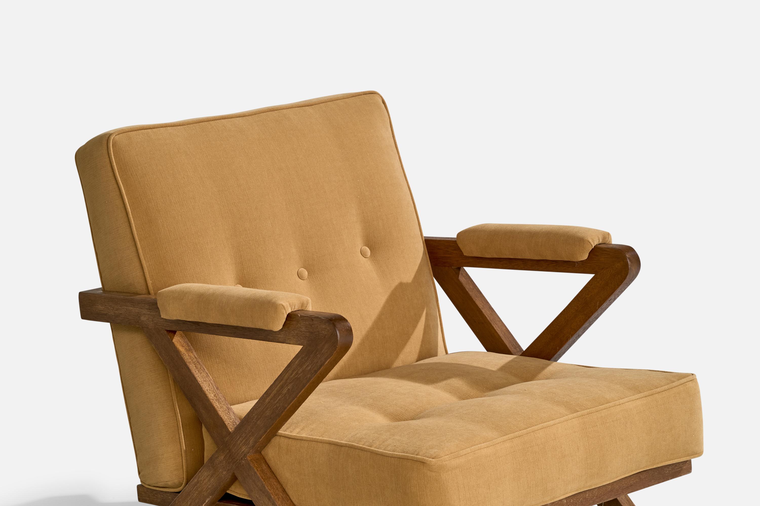 Paul Laszlo, Lounge Chair, Wood, Fabric, USA, 1950s For Sale 2