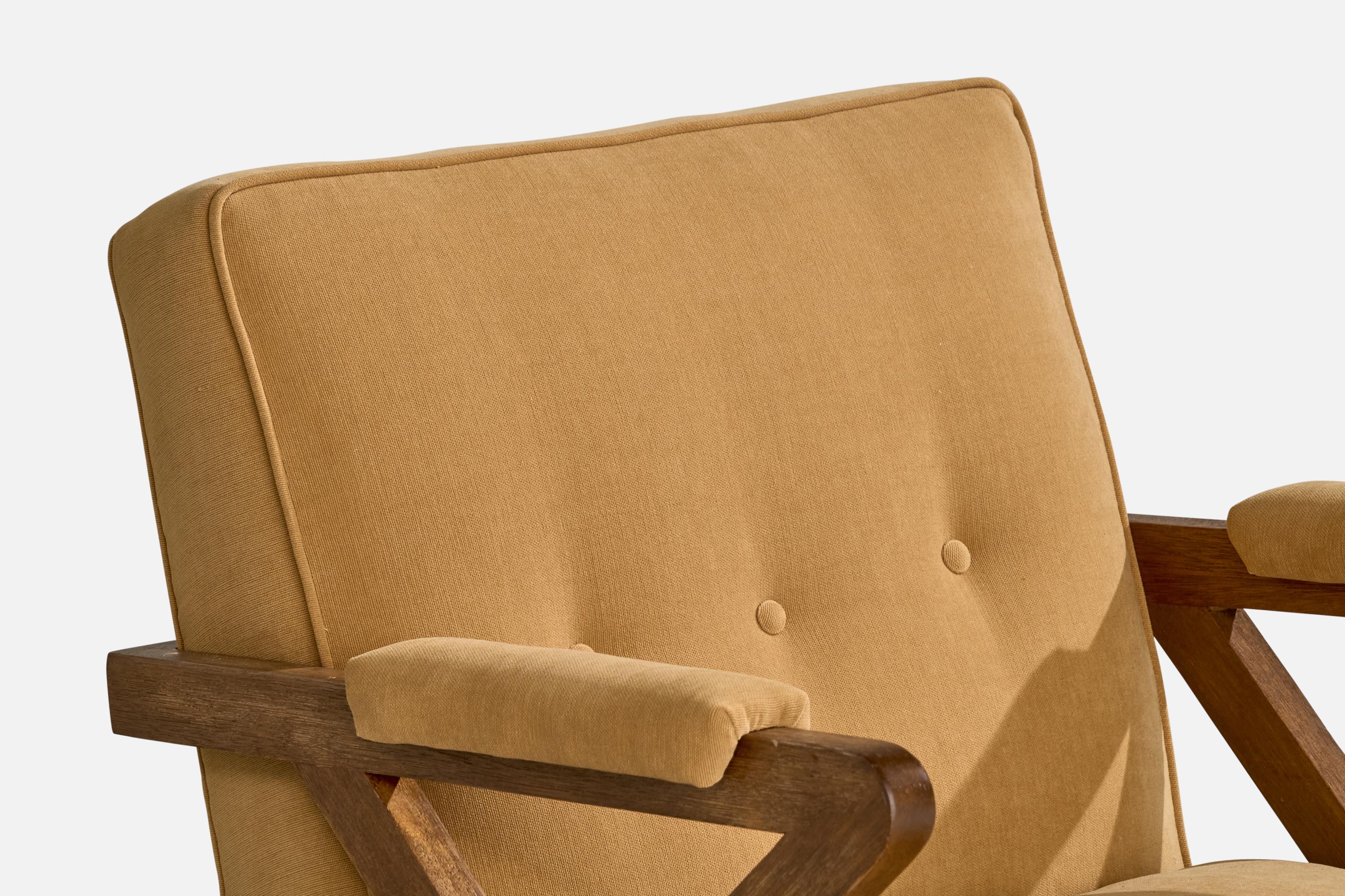 Paul Laszlo, Lounge Chair, Wood, Fabric, USA, 1950s For Sale 3