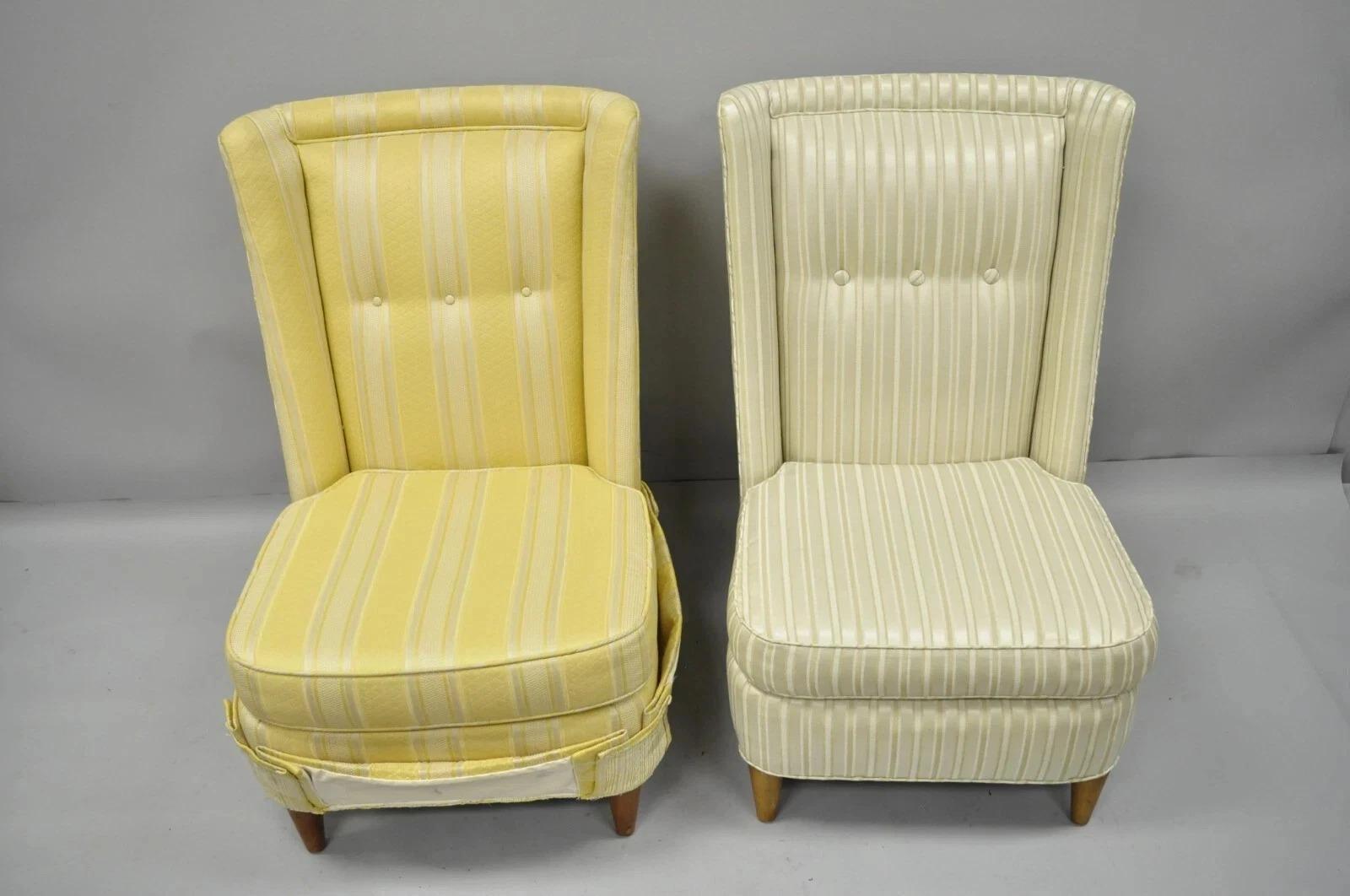 Paul Laszlo Sillón moderno de mediados de siglo tapizado con respaldo de barril Pareja de sillones deslizantes en venta 5