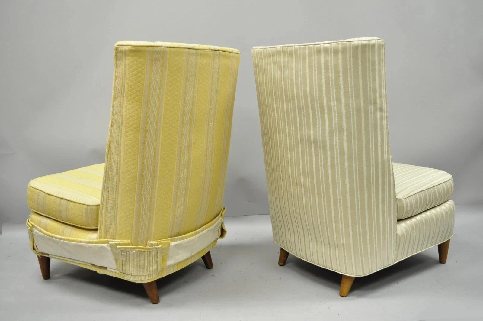 Paul Laszlo Sillón moderno de mediados de siglo tapizado con respaldo de barril Pareja de sillones deslizantes en venta 2