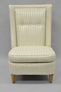 Paul Laszlo Mid Century Modern Upholstered Barrel Wing Back Slipper Lounge Chair