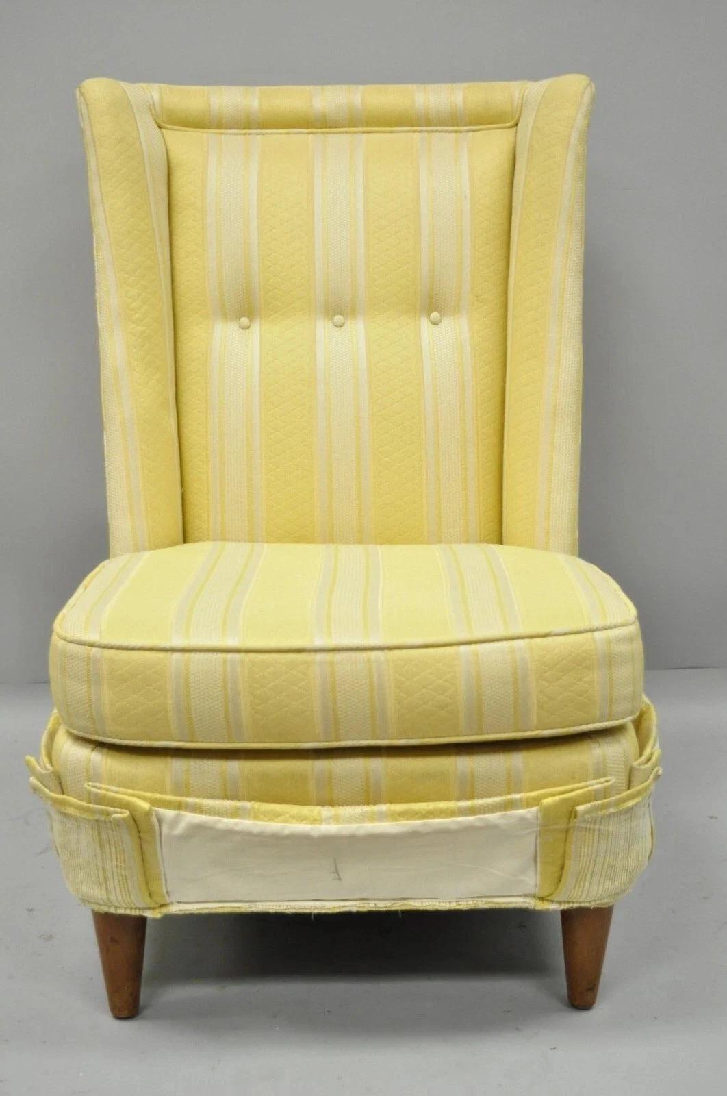 Mid-Century Modern Paul Laszlo Mid Century Modern Upholstered Barrel Wing Back Slipper Lounge Chair en vente