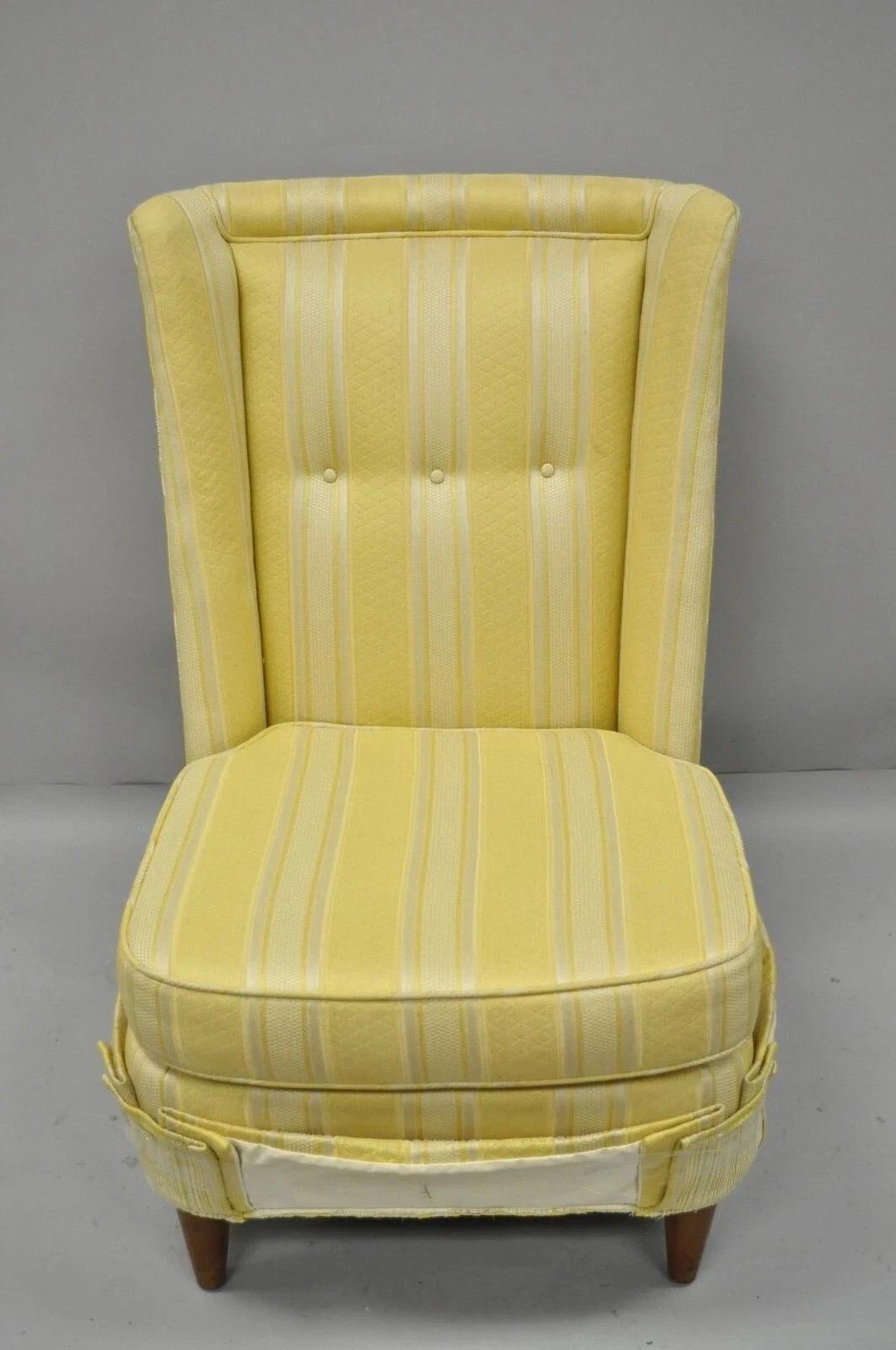 Tissu Paul Laszlo Mid Century Modern Upholstered Barrel Wing Back Slipper Lounge Chair en vente