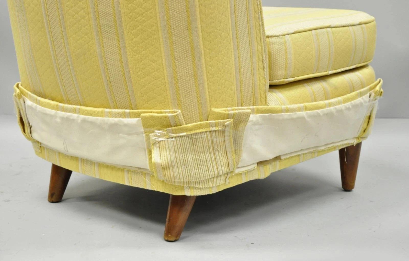 Paul Laszlo Mid Century Modern Upholstered Barrel Wing Back Slipper Lounge Chair en vente 1