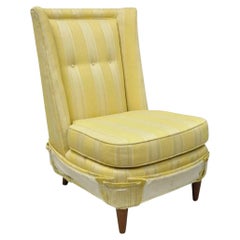Paul Laszlo Mid Century Modern Upholstered Barrel Wing Back Slipper Lounge Chair