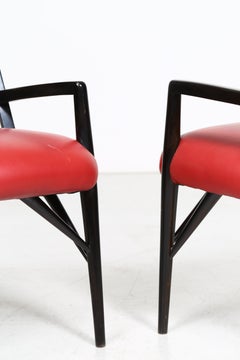 Paul Laszlo Set of Four Chairs in Black Lacquered Wood, 1950s